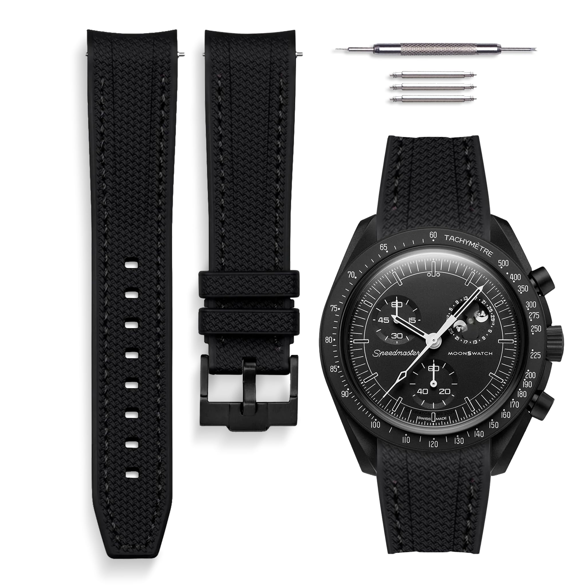 HORACE Bracelet de montre universel en silicone liquide 20mm - Compatible Omega x Swatch MoonSwatch - Kit de montage inclus