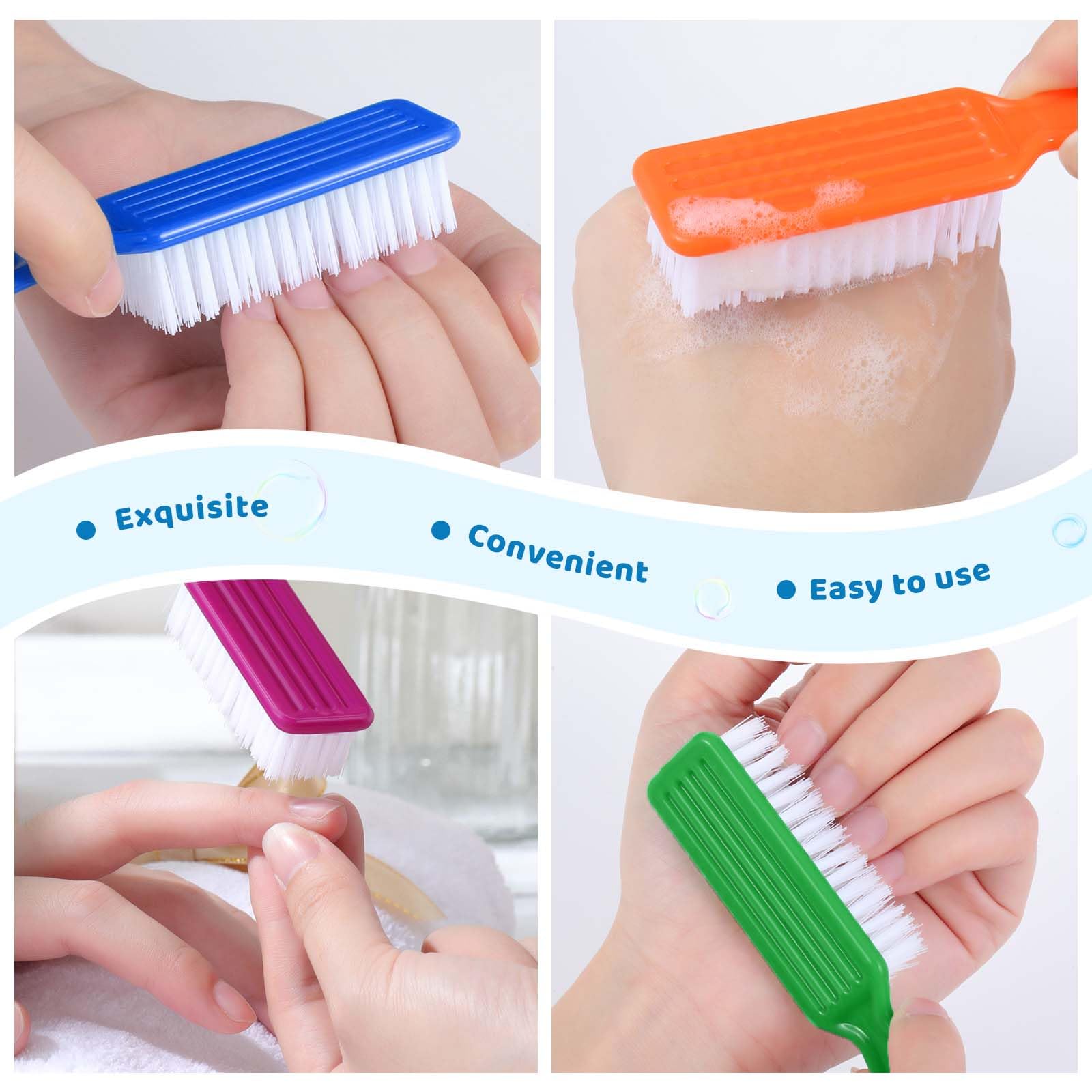 Patelai 200 cepillos de uñas con mango para pedicura a granel para pies, dedos de los pies y limpieza de uñas (6 colores)