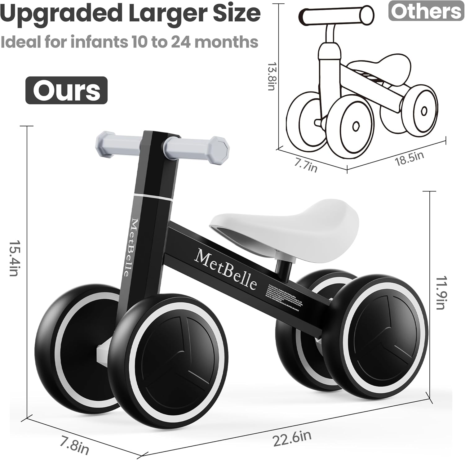Size 12 Toddler Balance Bike 2 Year Old,12”No Pedal Kids Indoor Outdoor Toy Bike 2-5 Years Old with Tool-Free Adjustments Seat, Lightweight First Bike Gift for 2-3 Boys Girls