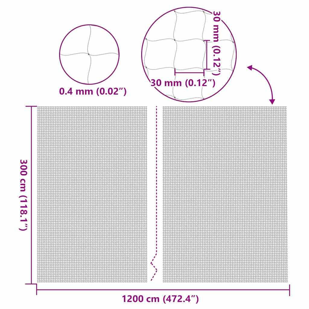 Katzennetz Transparent Nylon 12x3 m mit Befestigungsseil und Haken für Balkon Fenster und Terrasse Schutz Sicherheit Zubehör für Katzen