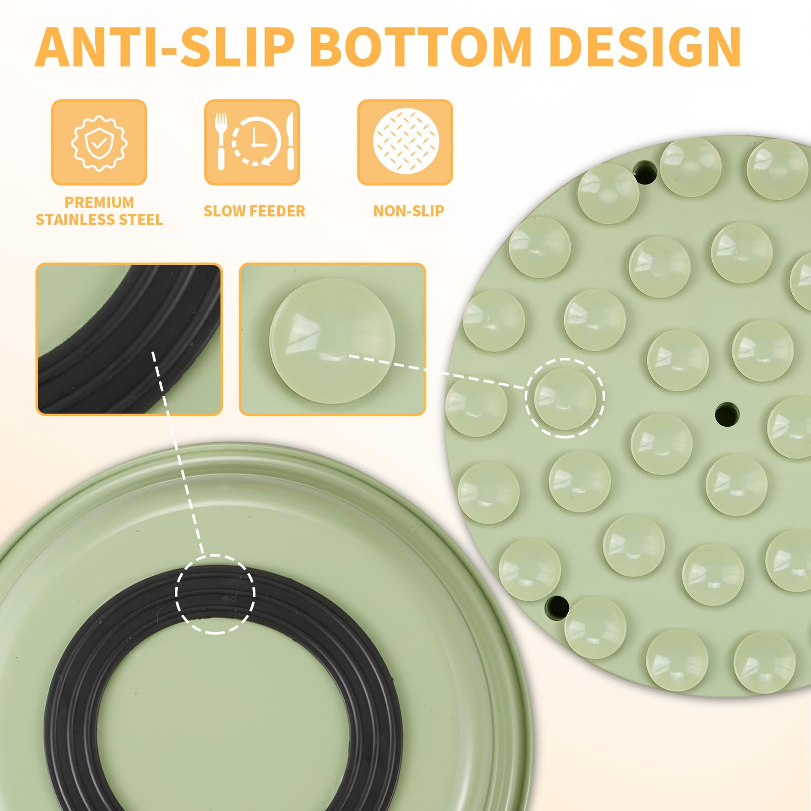 Cuenco de metal 2 en 1 de alimentación lenta para perros, cuencos de acero inoxidable con inserto de alimentación lenta de silicona, cuenco de agua de grado alimenticio 304 con base