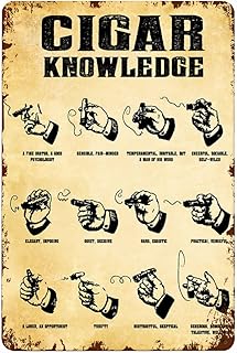 Cigar Knowledge,for Vintage Poster Metal Tin Signs Iron Painting Plaque Wall Decor Bar Cat Club Novelty Funny Bathroom Toilet Paper Retro Parlor Cafe Store 8 x 12 inch White