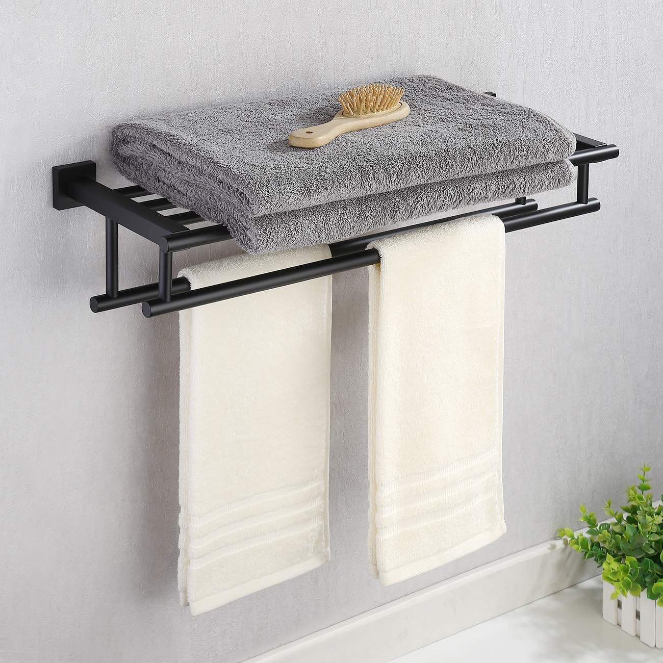 Super Cheap 🛒 KES Towel Rack with Double Towel Bar 24 Inch Bathroom Hotel Shower Shelf SUS304 Stainless Steel Modern Wall Mounted Holder Matte Black, A2112S60-BK