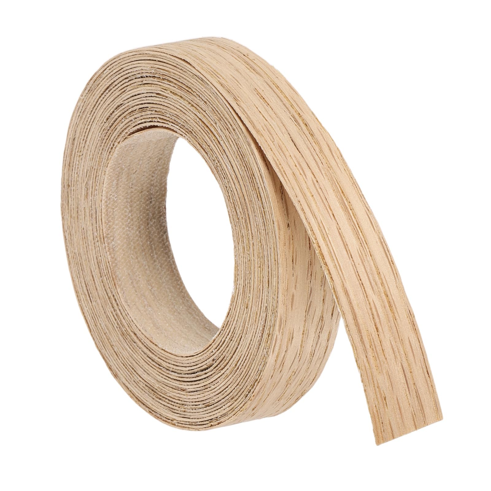 sourcing map 1.6cm x 4.6m Wood Veneer Edge Banding, Pre-Glued Flexible Red Oak Edging Strips, Iron on with Hot Melt Adhesive Wood Tape for Cabinet Repair and Furniture Restoration