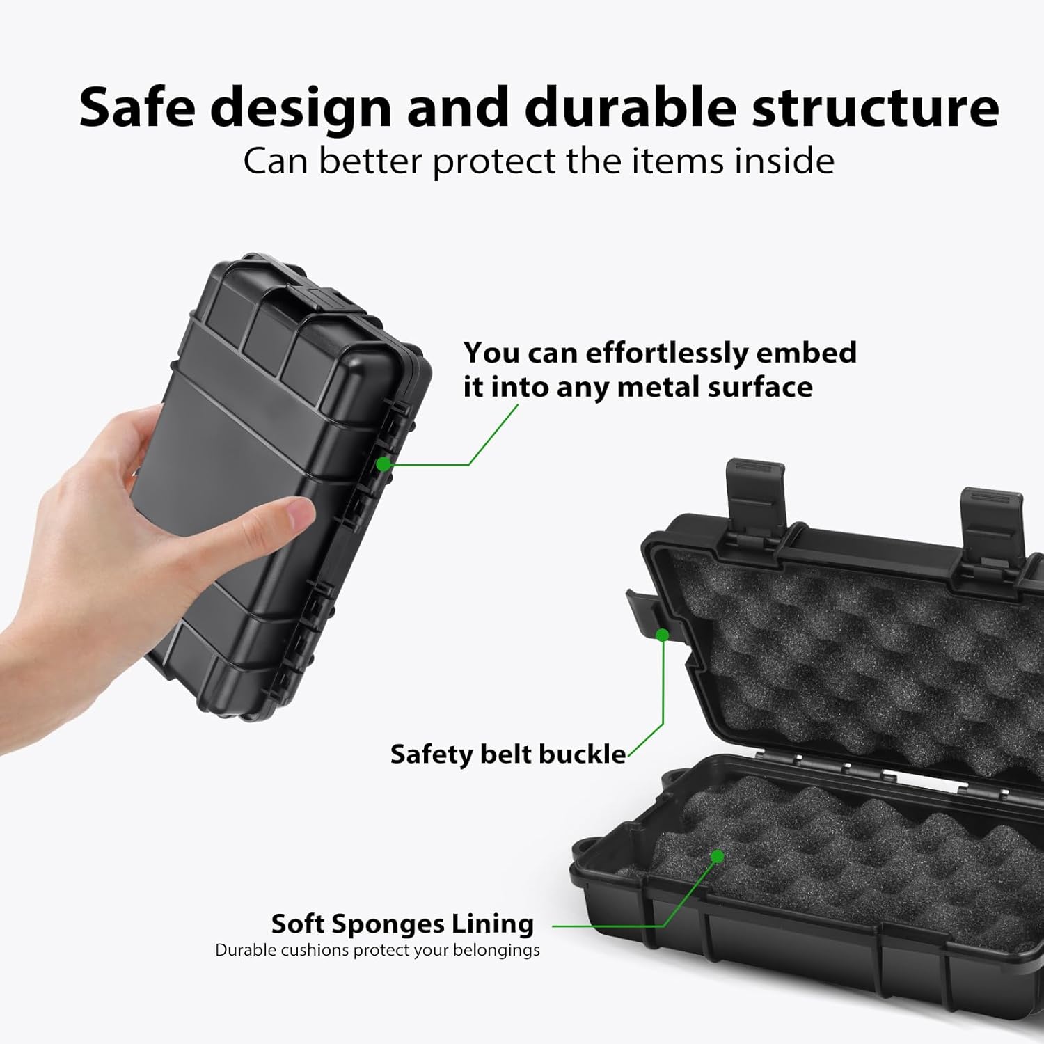 Magnetic Key Box for Under Car - Upgraded Waterproof Large Magnetic Key Holder Under Vehicles - Outdoor Magnetic Key Box - Hide a Key Magnetic Car - 7.28" x 4.53" x 2.18" Black