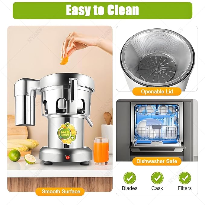 Extractor de Jugos Comercial 550W, Separador de Fibra, Acero Inoxidable, 100-120 kg/h miniatura 4