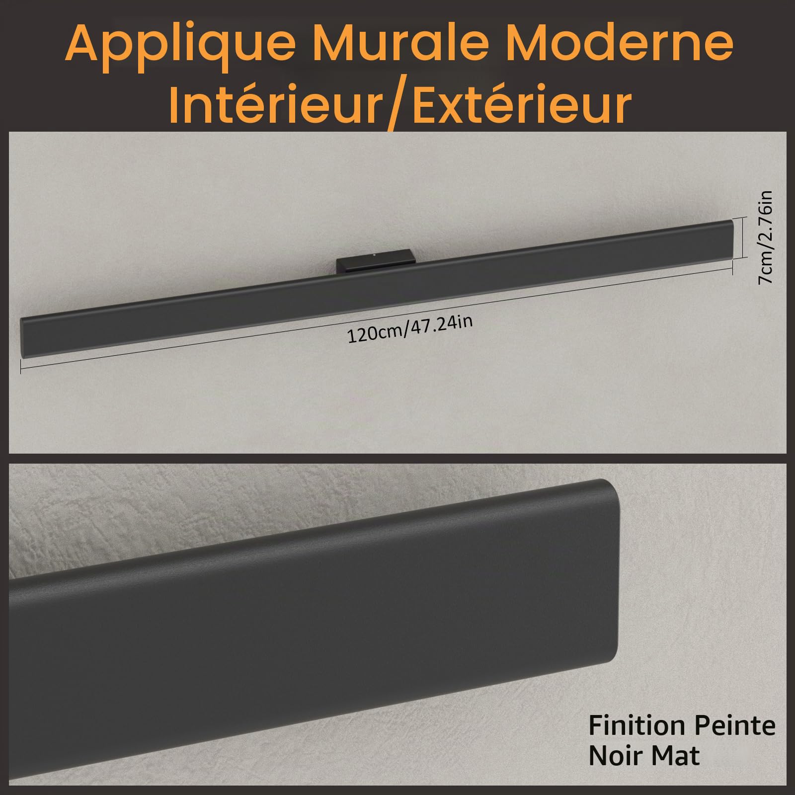 Klighten 35W Applique Murale Exterieur 3 Température de Couleur, Noir