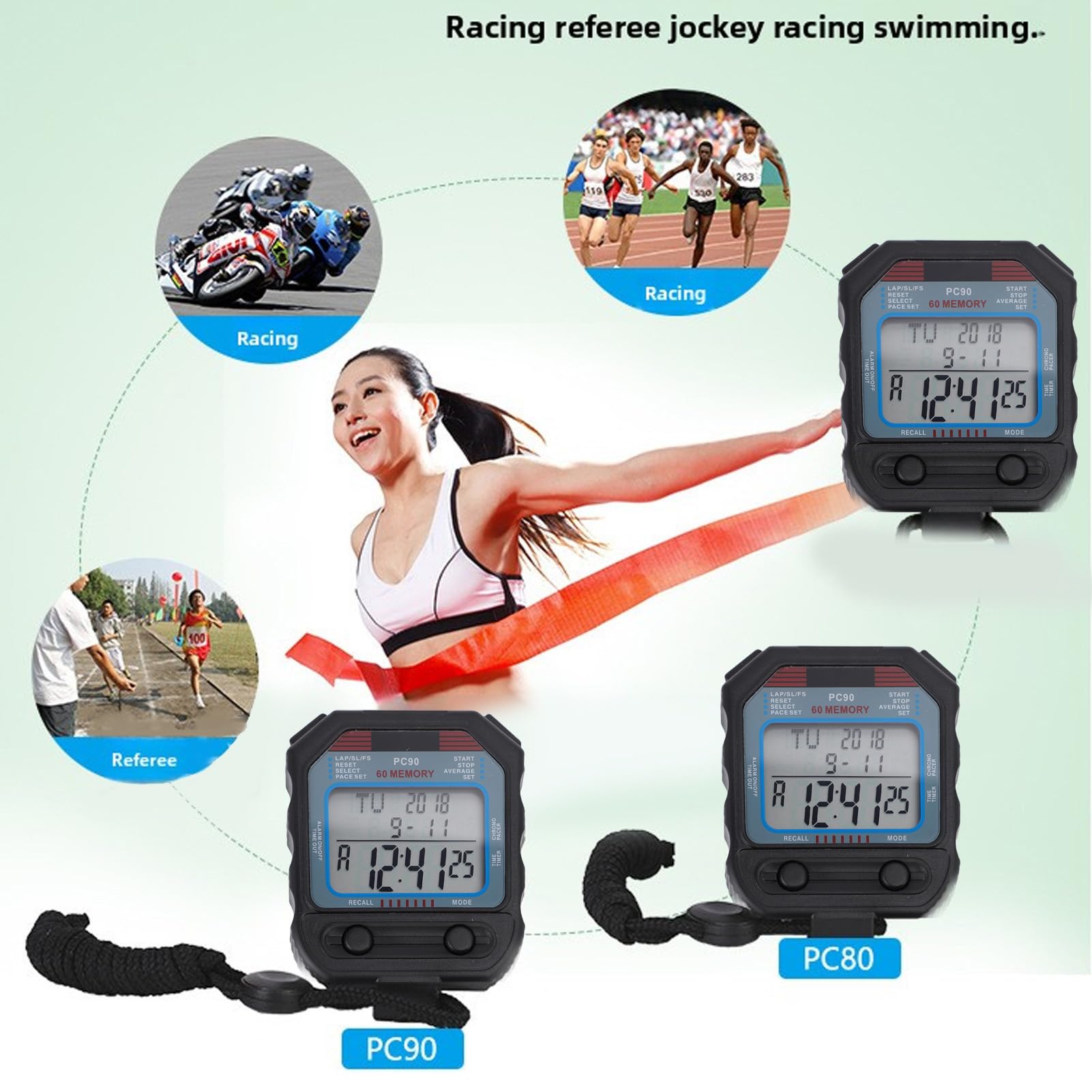 Cronometro Digitale, Cronometro Sportivo Multifunzione, Timer con Ampio Display, 2 Allarmi, Calendario e Formato 12/24 Ore, Ideale per Nuoto, Corsa, Allenatori e Atleti
