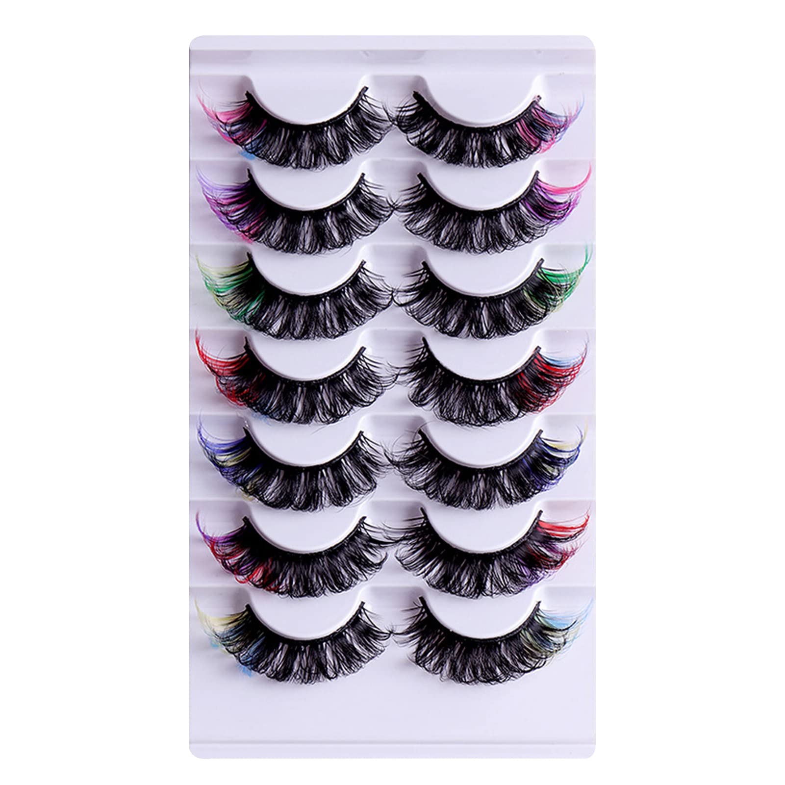 7 Pairs DIY False Eyelashes Eyelash Extensions False Eyelashes Curl Soft Bushy Colored Perfect Fitting Prom Accessory Imitation