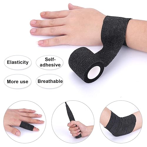Miniatura 2 de Cubierta de cinta de agarre de tatuaje, 24 unidades de vendaje autoadhesivo, 2 pulgadas x 5 yardas, cinta atlética negra, cinta de tobillo,
