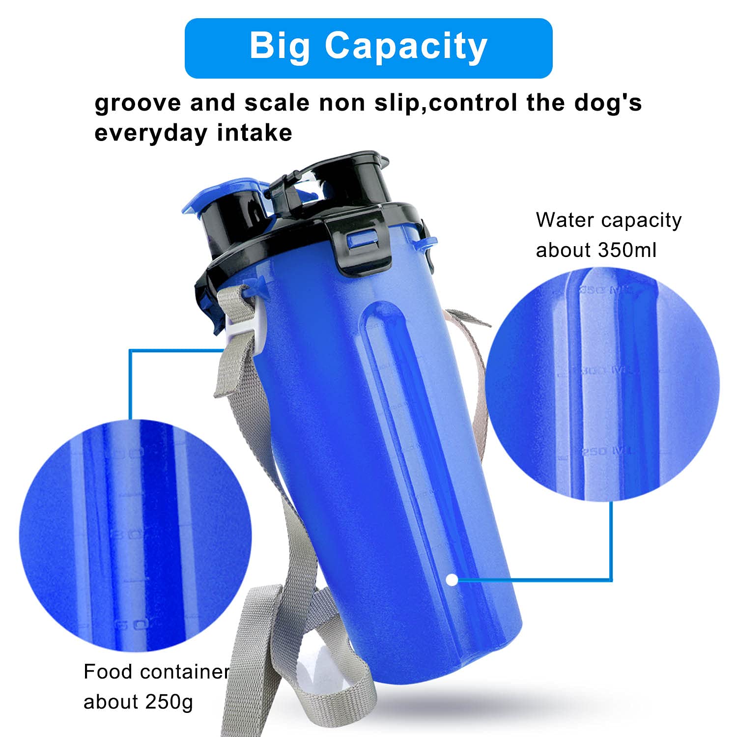 Borraccia Portatile Per Cani, Da Viaggio, A Prova Di Perdite, Per Cani, Gatti, Animali Domestici All'aperto (blu, 350 Ml