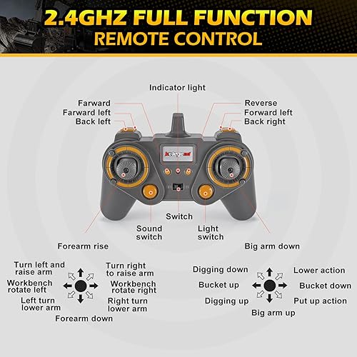 Miniatura 6 de kolegend Excavadora de control remoto excavadora RC a escala 114 actualización de 22 canales vehículos de construcción completamente funcionales