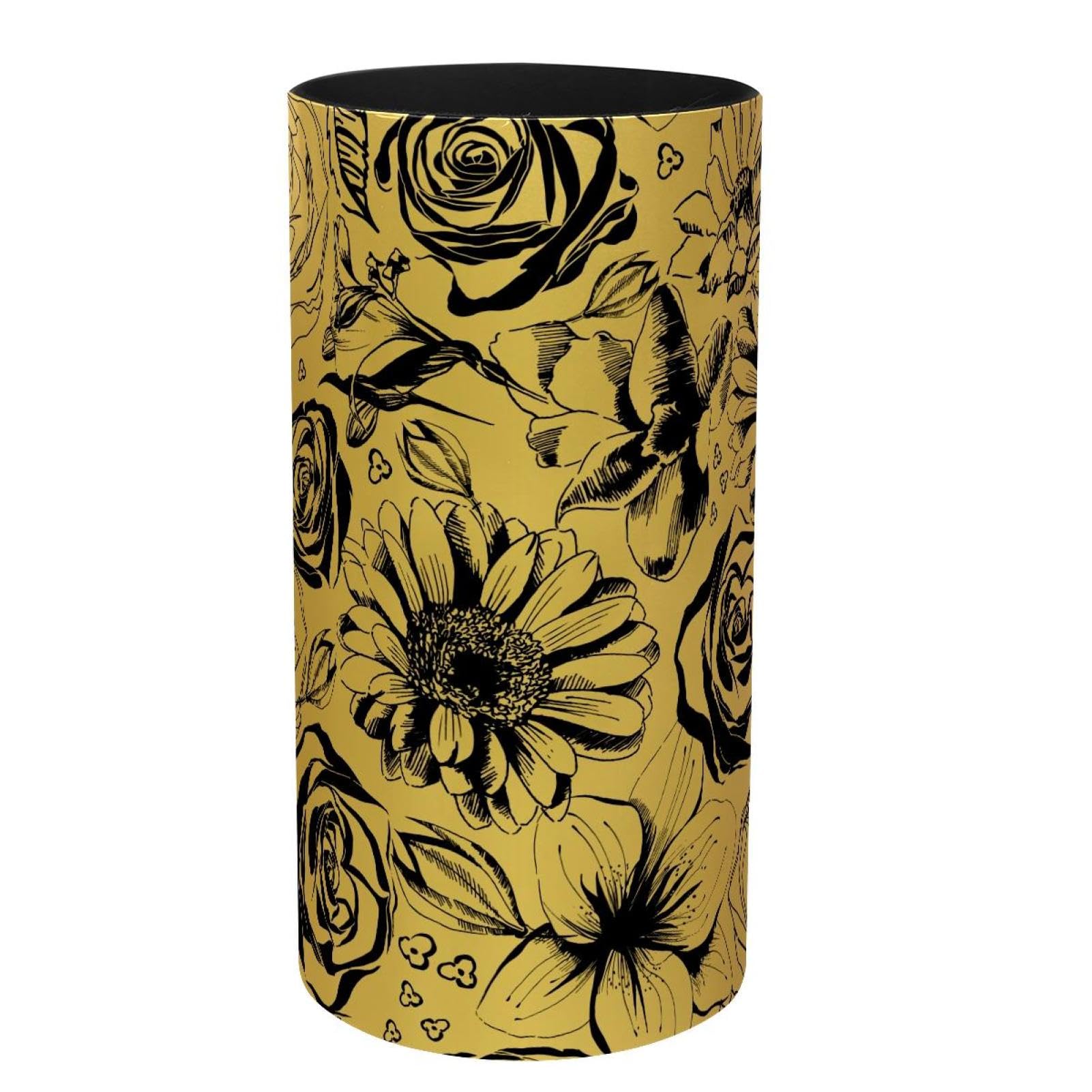 Boîte à musique avec pot à crayons de luxe au motif doré et roses noires pour bureau