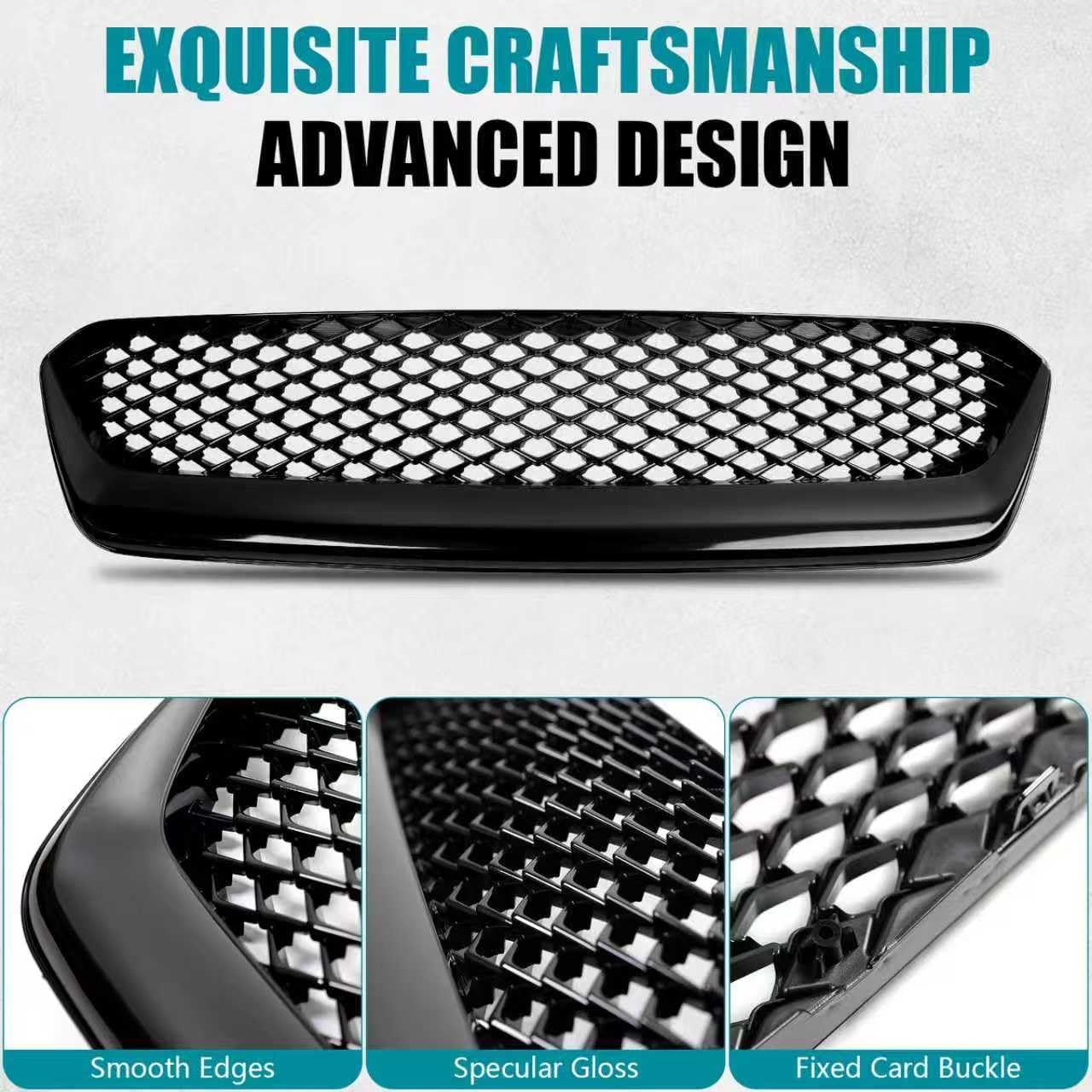 Front Bumper Grille for Subaru WRX 2015 2016 2017 Accessories, Front Bumper Upper Grill Guard Replacement Part Front Mesh Grille Grid Grill for Subaru WRX 2015-2017 Accessories, Glossy Black