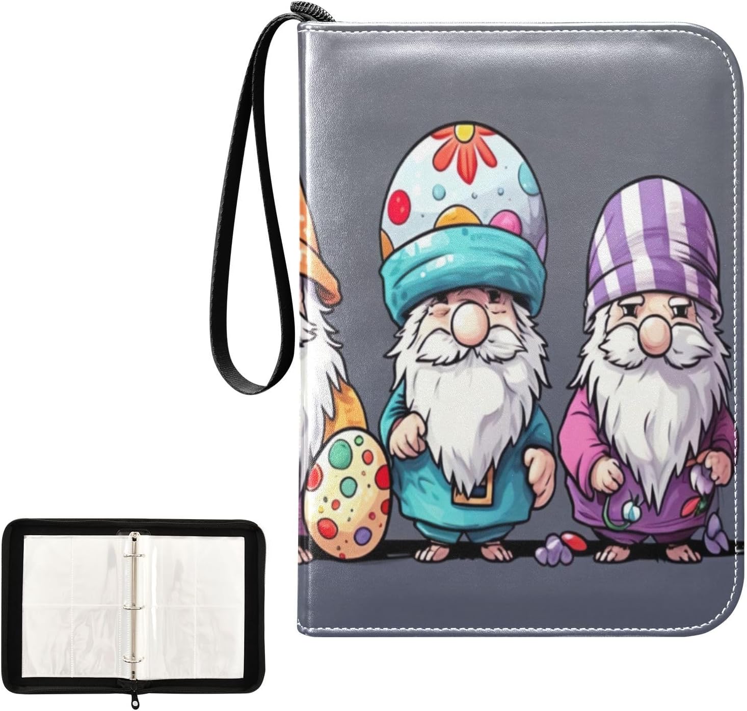 4 Pockets Trading Card Binder Colorful Gnomes Holds 400 Standard Cards, Waterproof TCG CCG MTG Album, Gifts for Collectors, Boys and Girls image 2