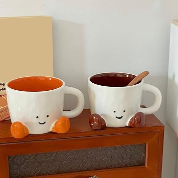 Novelty Coffee Mug with Feet, Ceramic Hand Kneaded Cute Coffee Cup, Funny Coffe-e Tea Mug for Women Men Christmas Birthday Cool Photography Prop Home Office Decoration