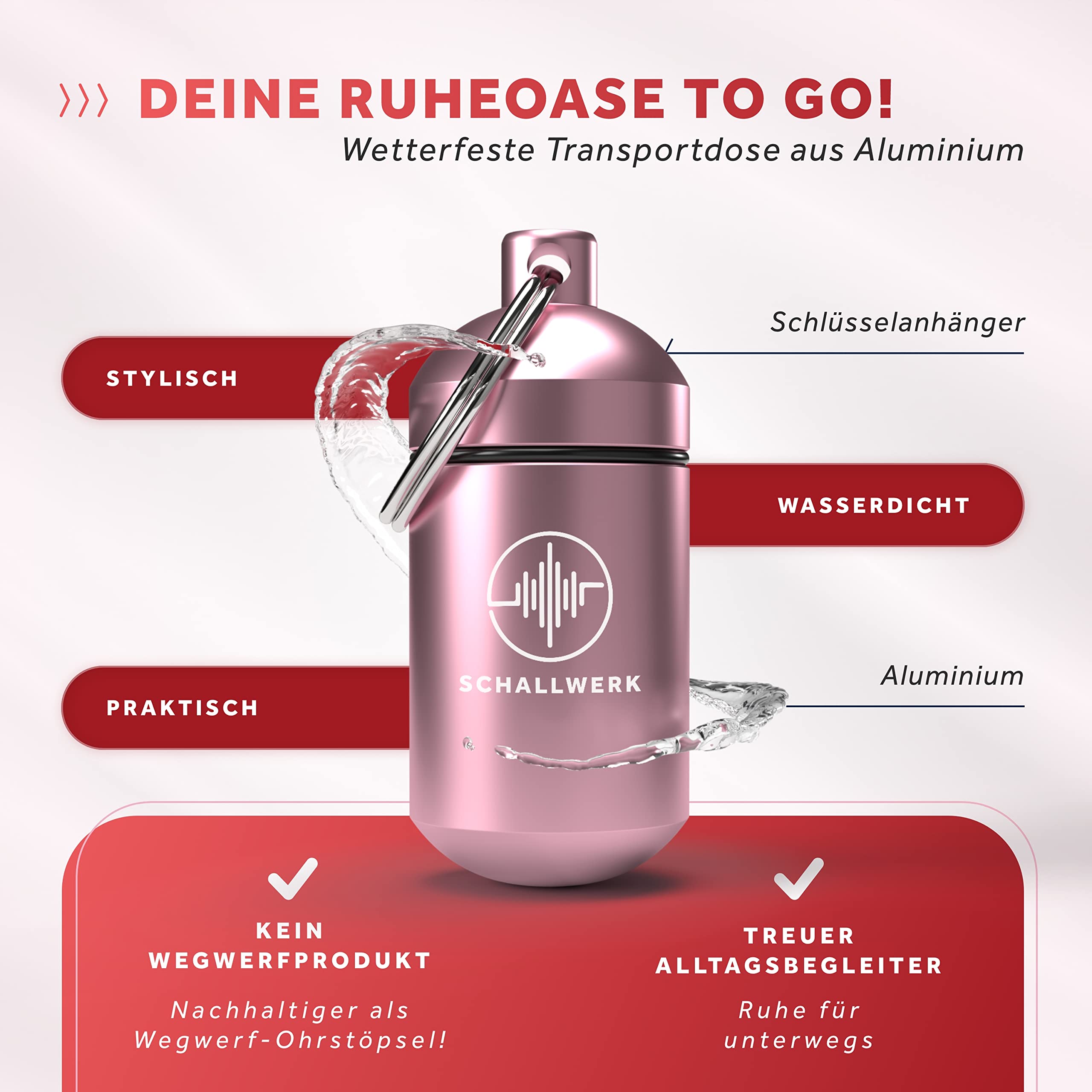 SCHALLWERK ® Women+ Gehörschutz Ohrstöpsel – dämpfen Lärm & erhalten Tonqualität – Gehörschutzstöpsel, Ohrstöpsel Konzert, Ohrenschutz - Earplugs geeignet für Musik, Festival, Arbeit & Lernen