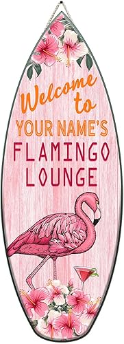 Artsy Woodsy Letrero de madera de flamenco personalizado (no tallado ni neón), decoración de verano, decoración de playa tropical náutica costera