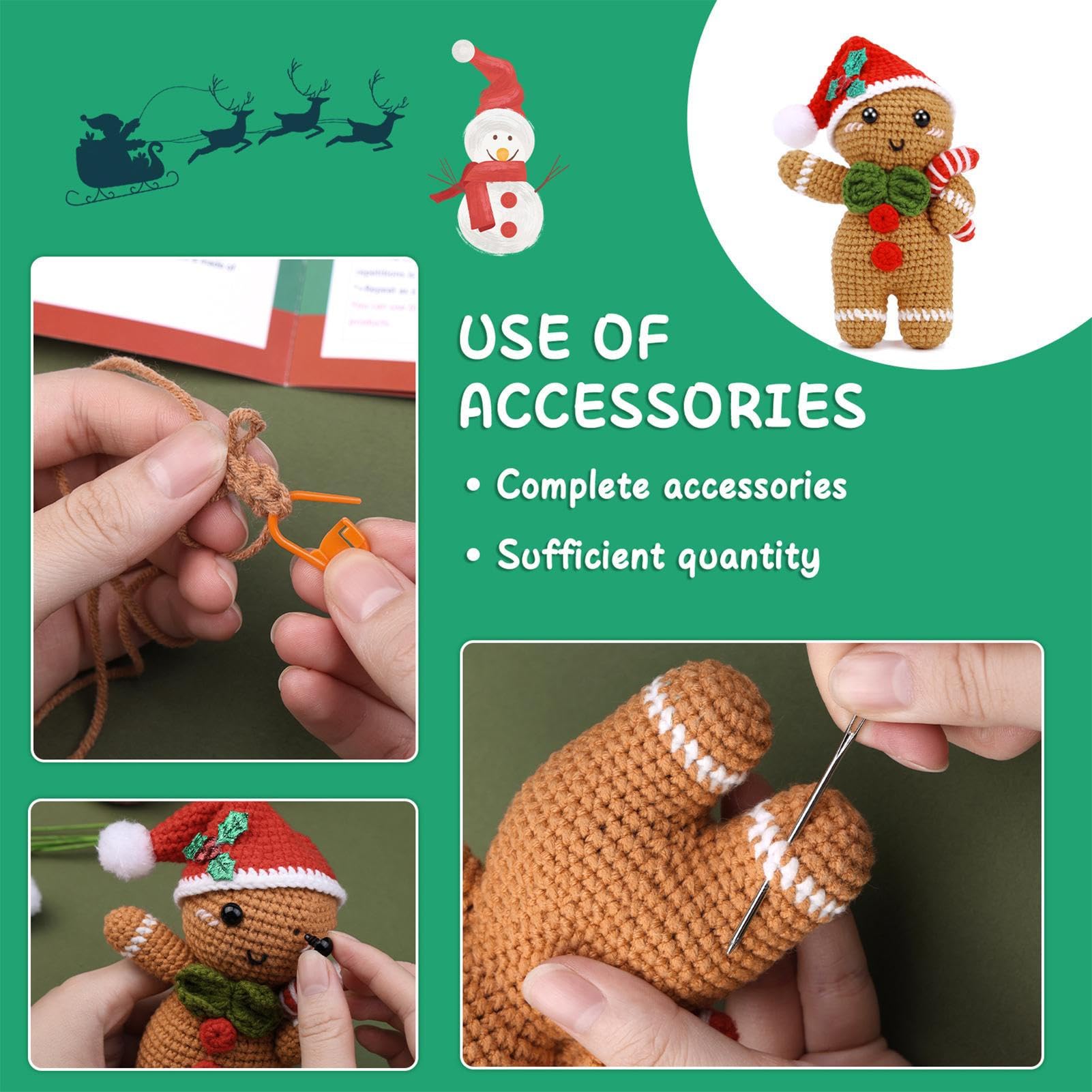 Kit Décoration Noël Au Crochet Pour Débutants - Cloches En Laine, Instructions Incluses - DIY, Activité Créative De Fêtes - 10