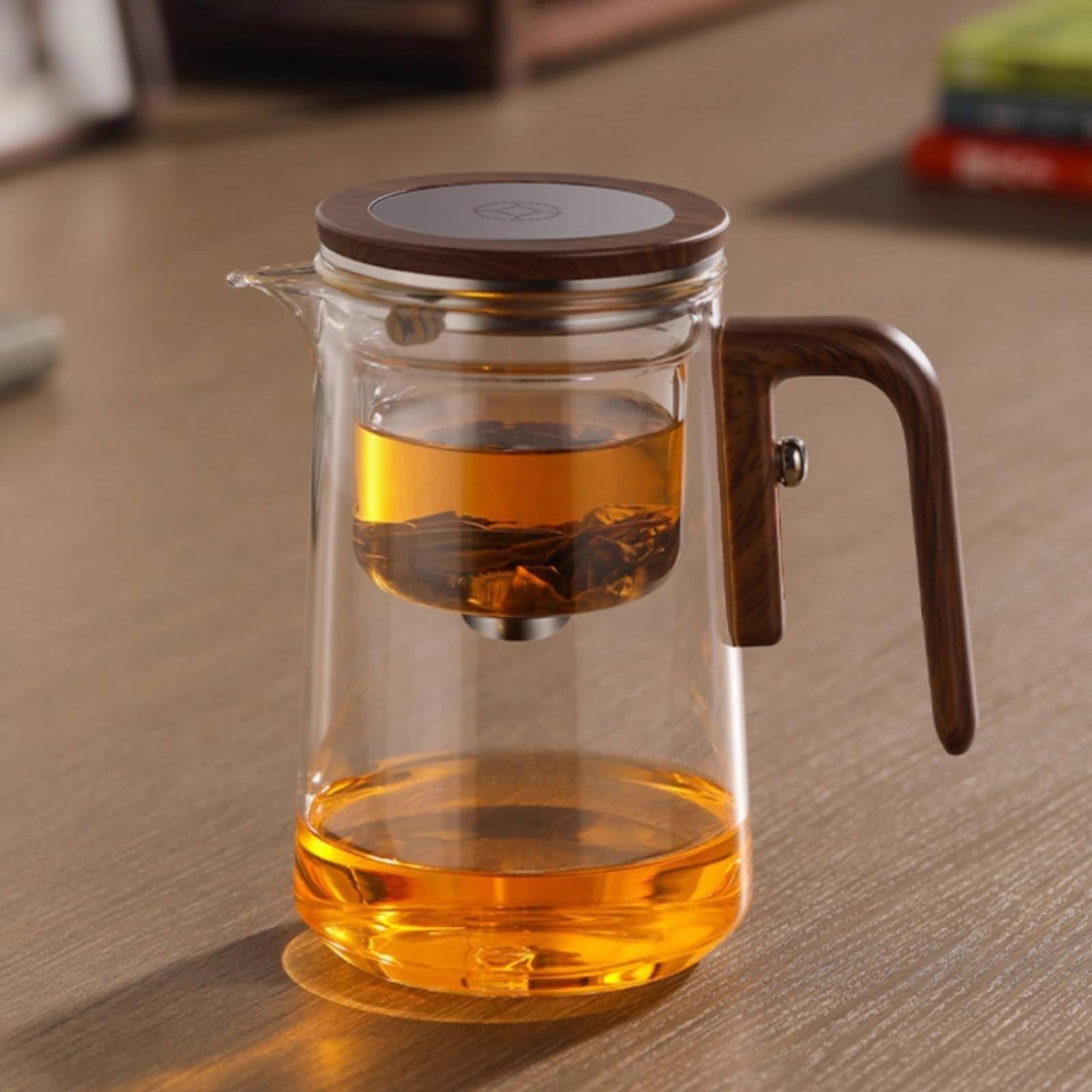 GlasTeekanne mit Sieb hitzebeständig Teebereiter aus Glas tropffrei Glasteekanne, 600ML Teekanne Mit Vier Tassen