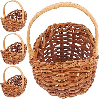 4pcs mini basket small woven candy baskets Tiny Woven Baskets miniature flower basket mini doll house mini decor Miniature Storage Basket Decors decorations rattan flower girl baby