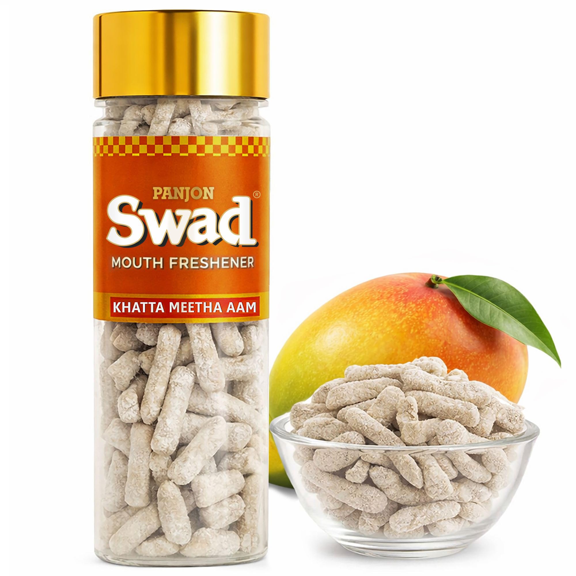 Panjon Swad Khatta Meetha Aam Papad Pachak Mouth Freshener (100% Natural) 1 Bottle, 130g