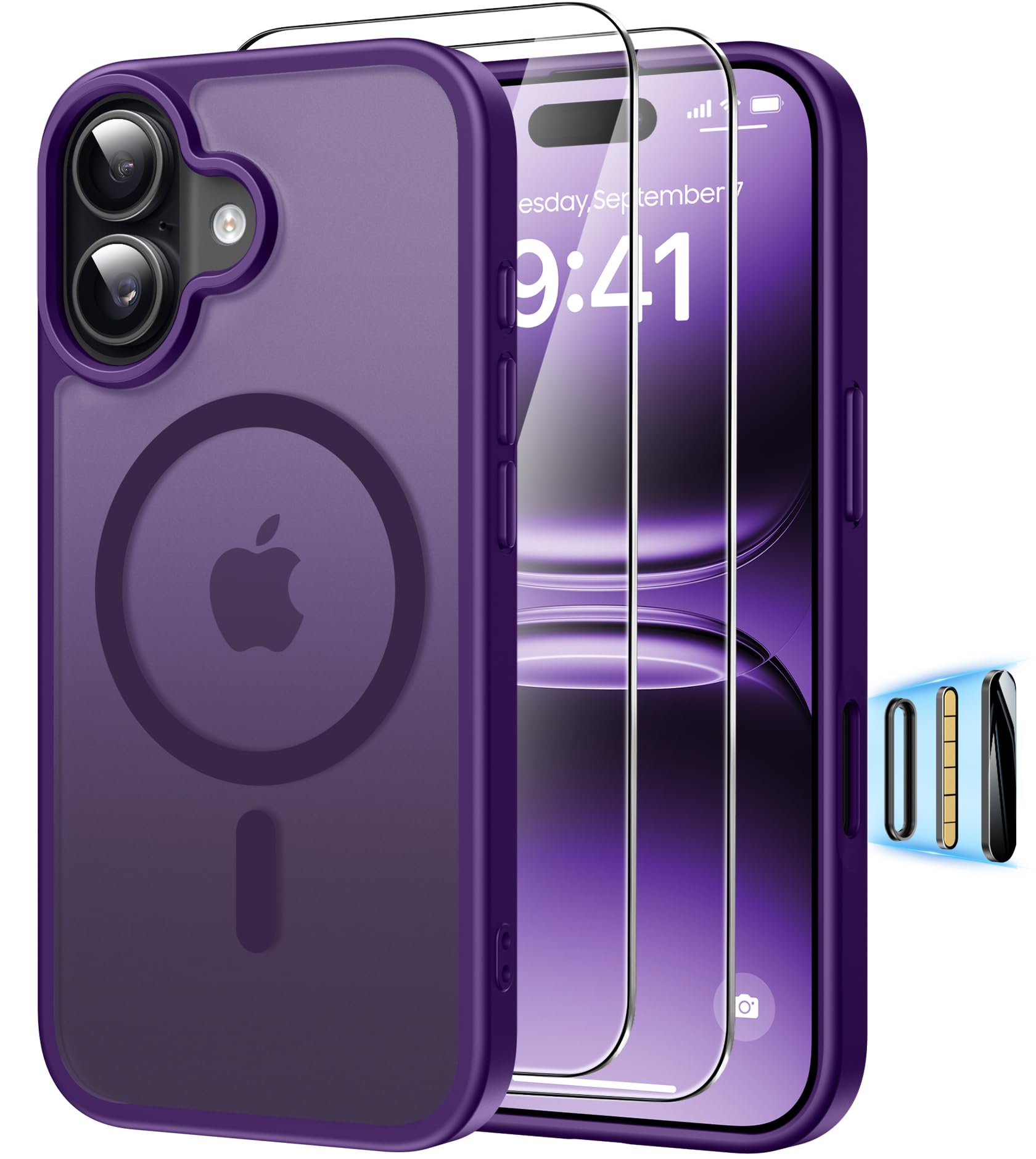 Magnética Funda para iPhone 17 Pro Compatible MagSafe con 2 Cristal Templado, Control de Cámara, Protección Carcasa Antigolpes Anti-Amarillo Tapa Case iPhone 17 Pro, Transparente — view 13