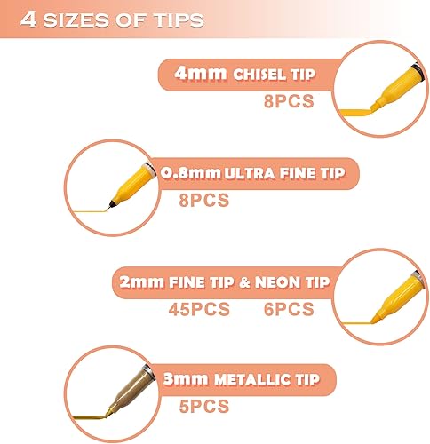 Miniatura 11 de 12 marcadores permanentes negros con bolsa, juego de bolígrafos impermeables de secado rápido, 8 puntas finas, 2 ultra finos, 2 puntas de cincel