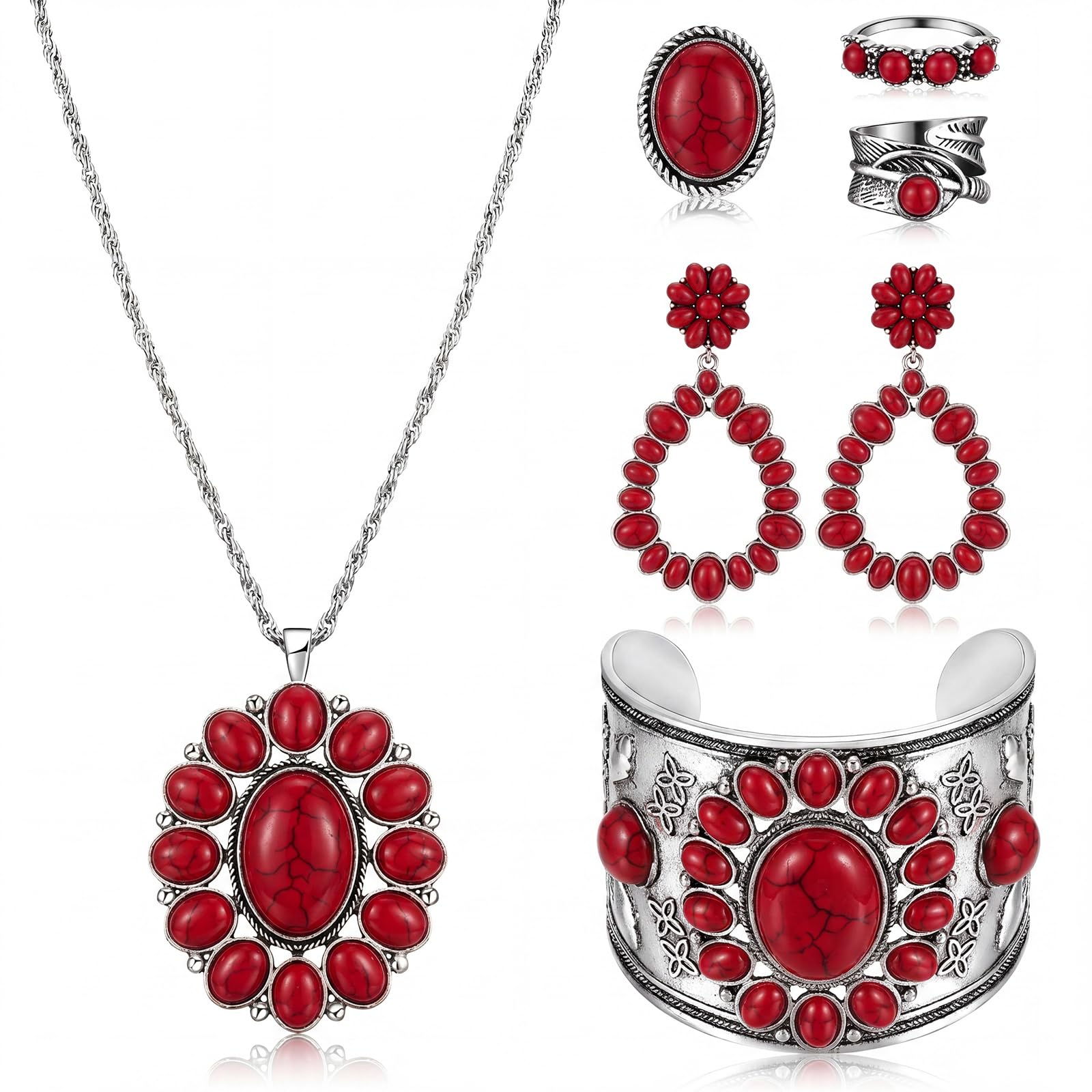Ecally Western Turquoise Jewelry Set for Women