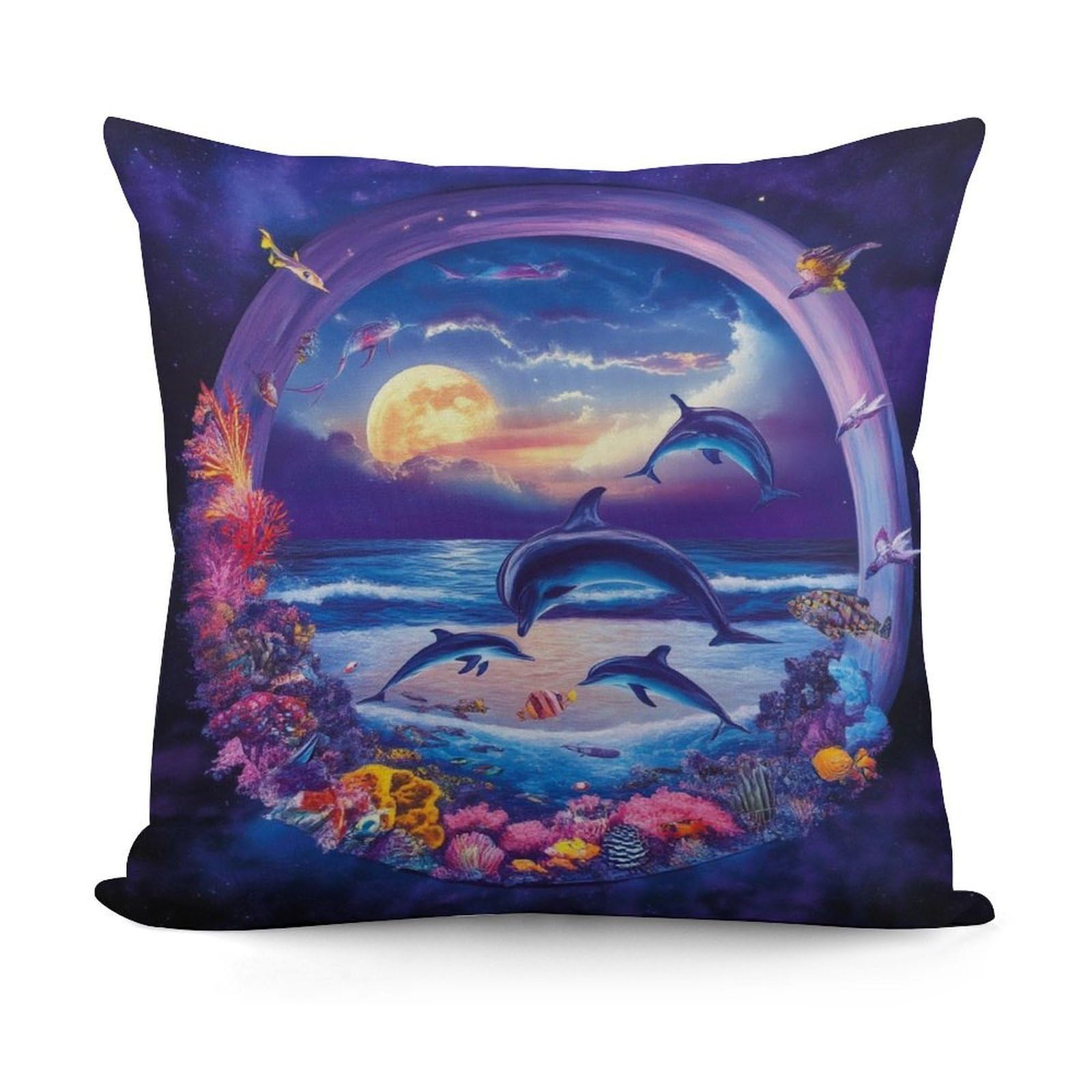 Smazdfxx Picture(642) Fashion Super Soft Dolphin Underwater World Pillow Case Cover With Zipper For Bedroom Sofa Couch For All Seasons