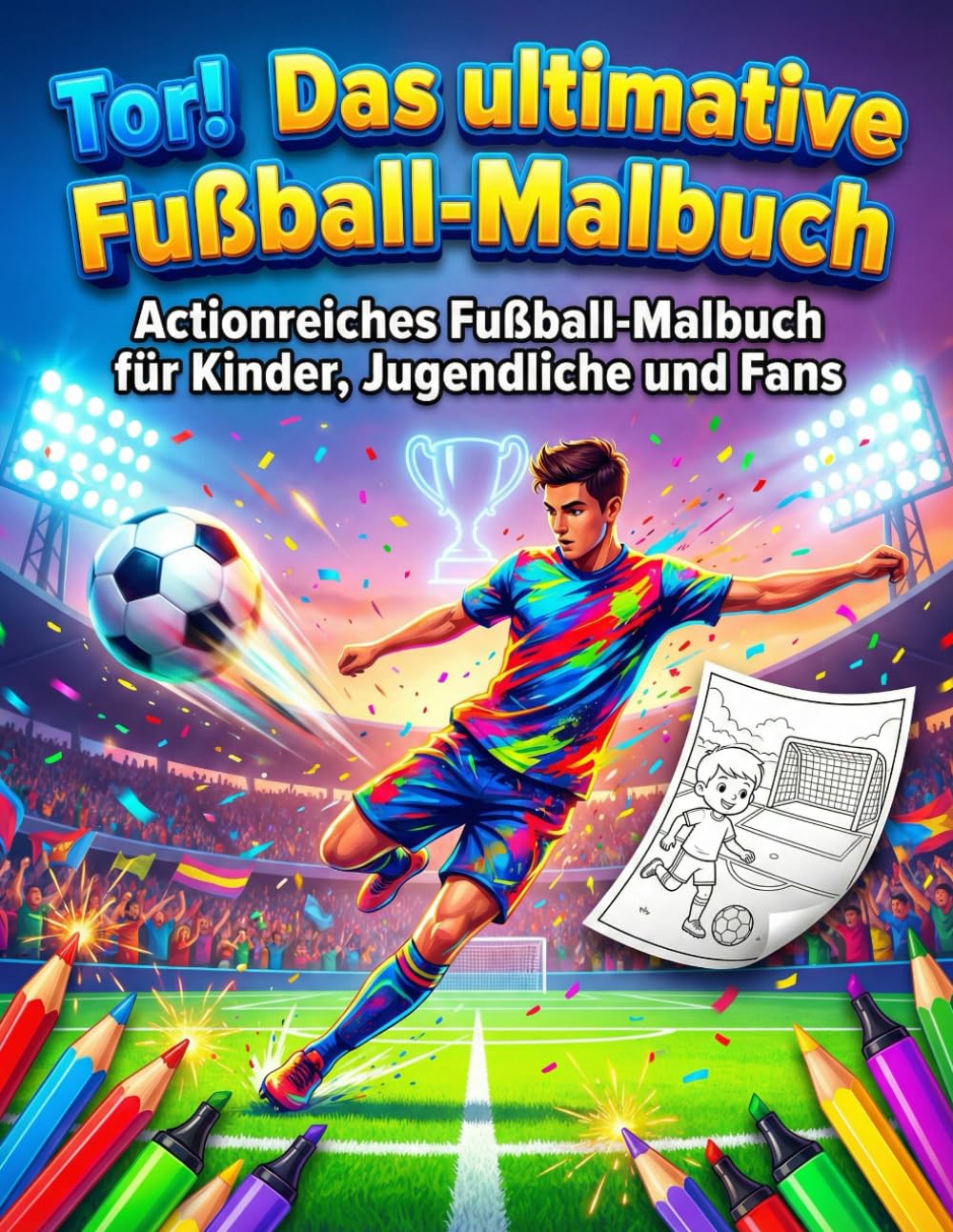 Tor! Das ultimative Fußball-Malbuch: Actionreiches Fußball-Malbuch für Kinder, Jugendliche und Fans