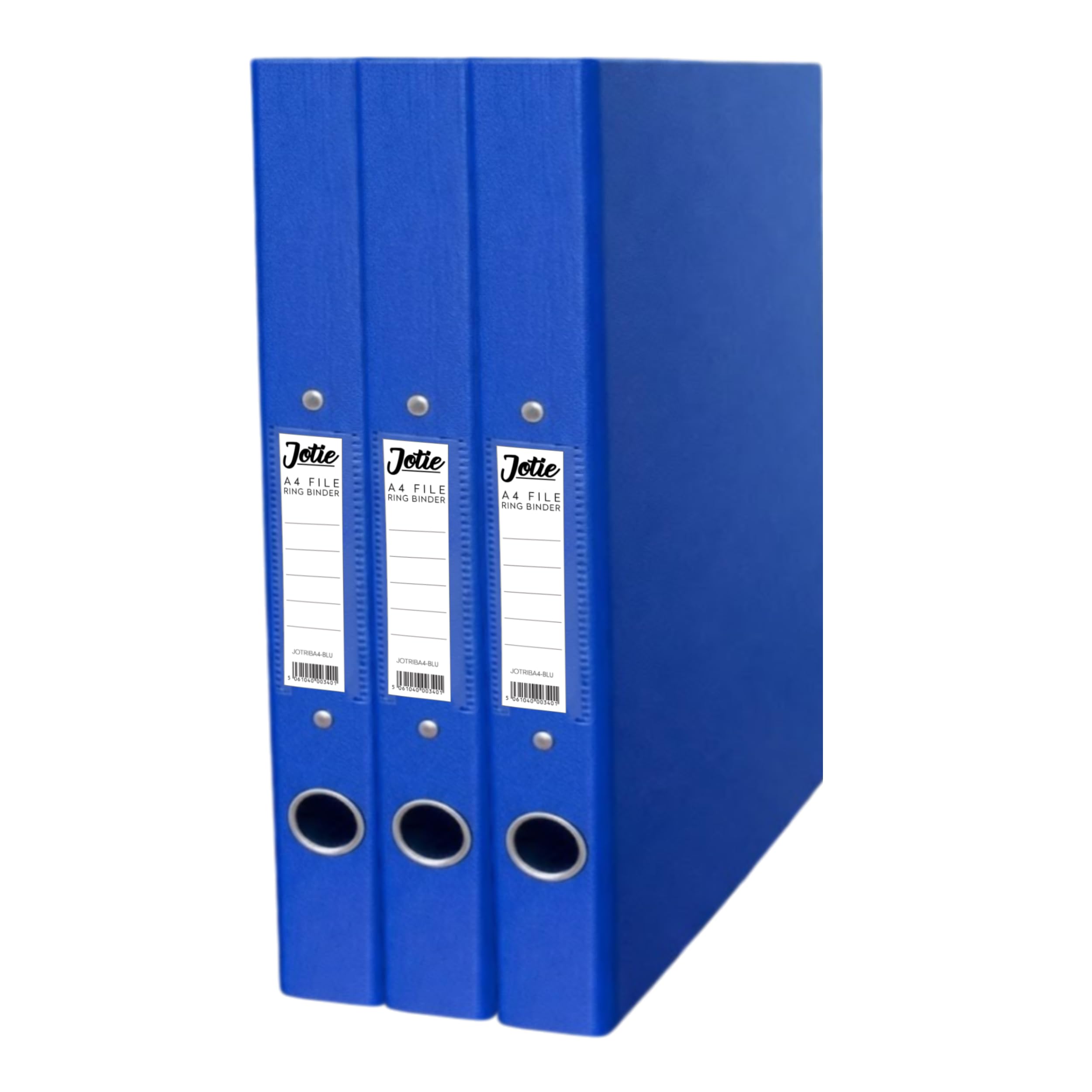 Jotie A4 Ring Binder Folder, Durable 2 Ring A4 Binder for Files & Documents, 40mm Spine, 250 Sheet Capacity, Thumb Hole & Spine Label, Office School File Storage, Blue, Pack of 3