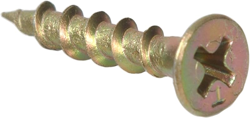 The Hillman Group The Hillman Group 35024 Particle Board Screw 8X3/4 100-Pack | Deep coarse thread bites without stripping, sharp point, countersinks flush, chipboard, MDF, cabinets, shelving, gold tone