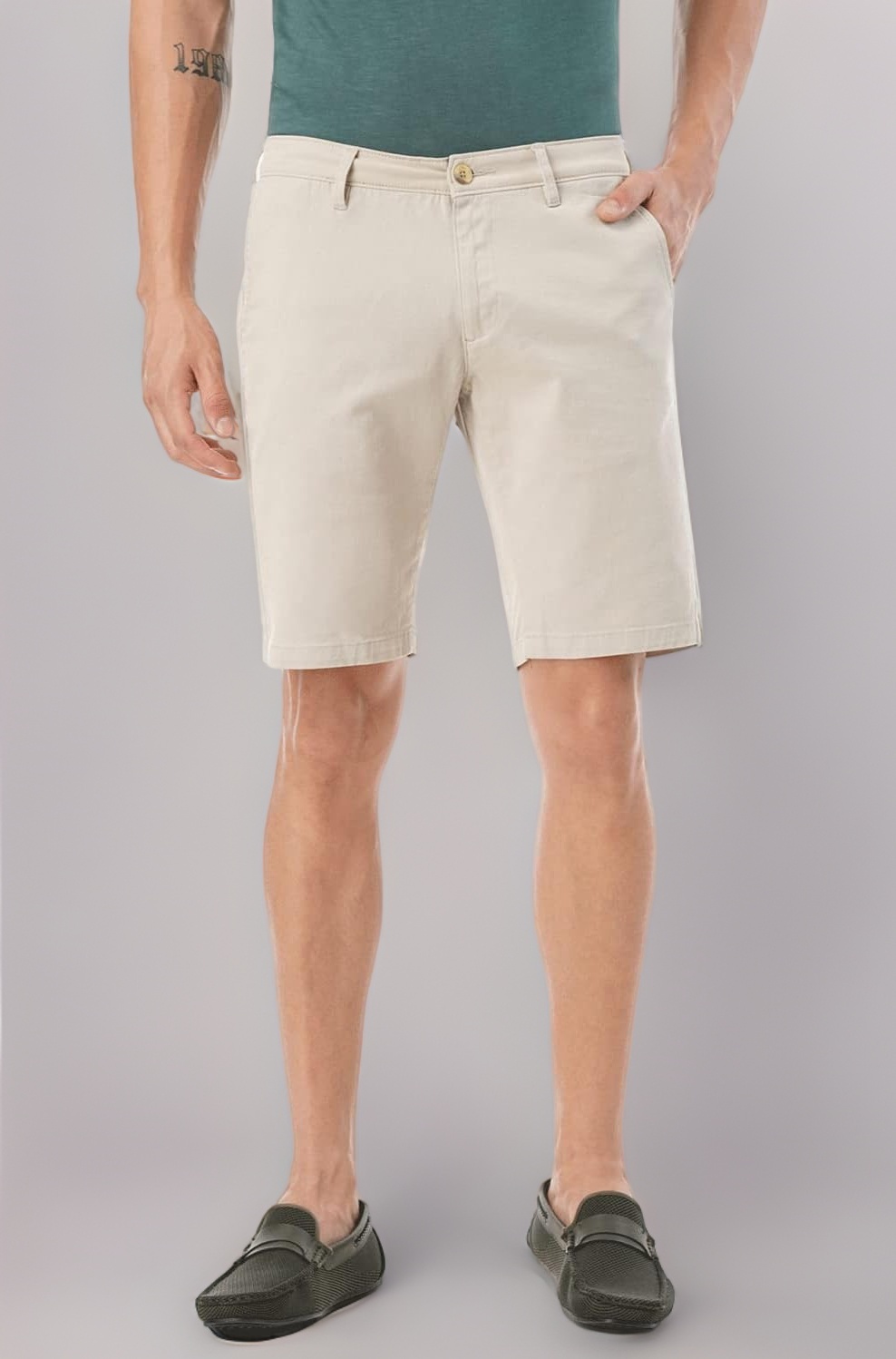 FYLTR Men's Straight Fit Stretch Cotton Khaki Shorts - Soft Handfeel