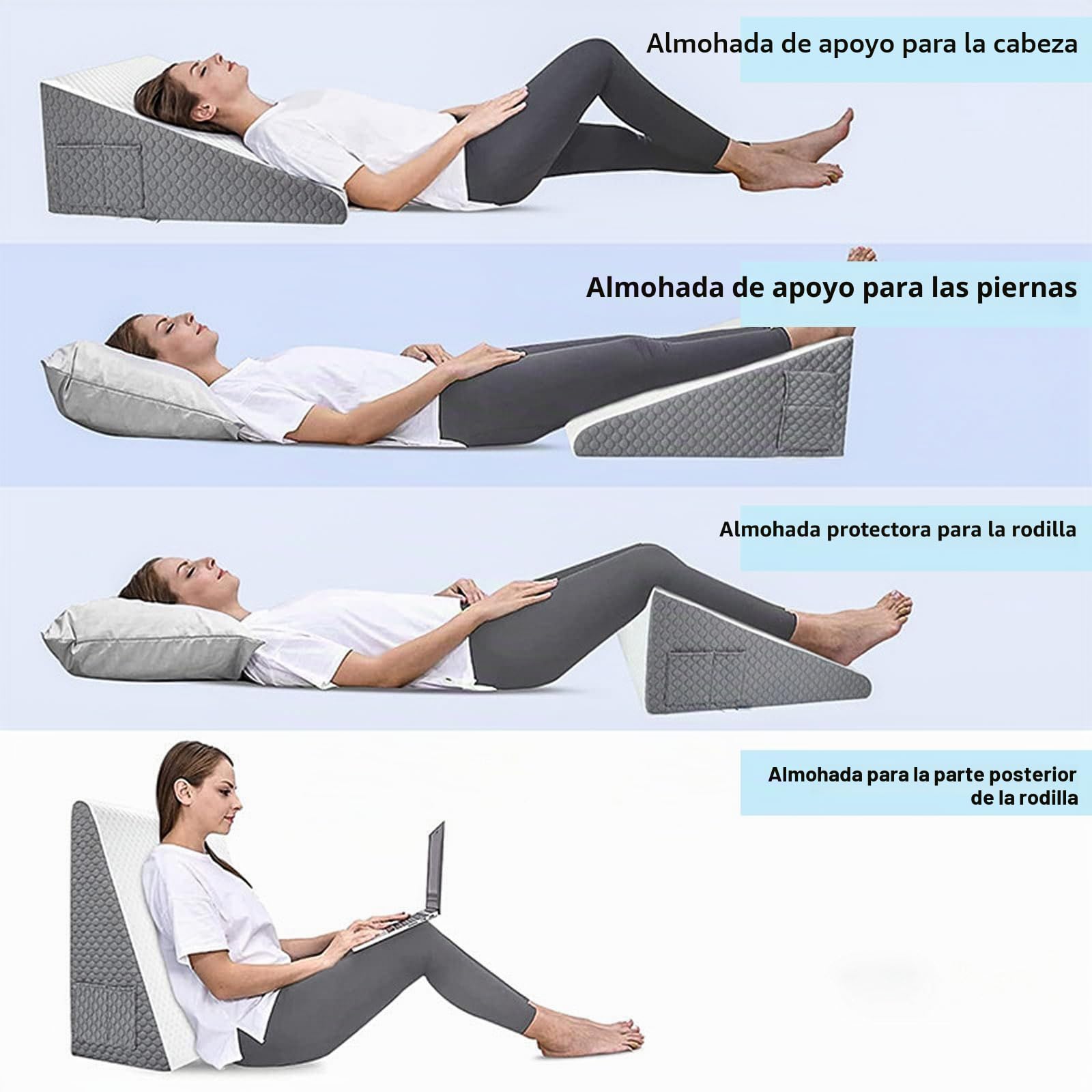 Almohada de Cuña Ortopédica 50×50×26cm – Cojín Memory Foam Antirreflujo para Adultos y Bebés, Apnea del Sueño, Ronquidos, Lectura y Recuperación Postoperatoria – Incluye Antifaz 3D