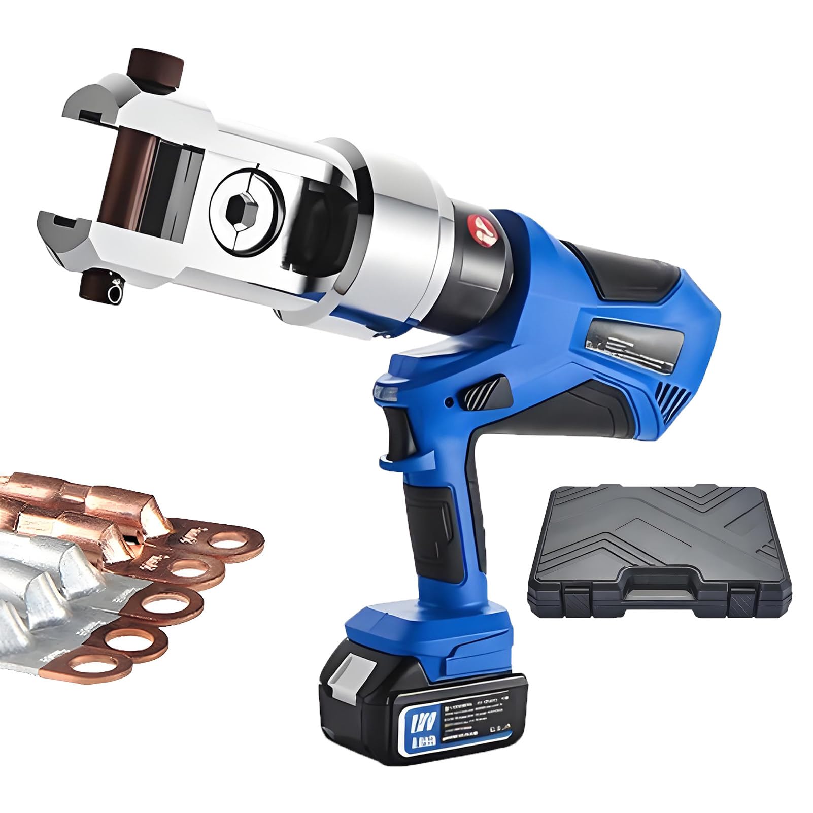 Crimpadora Hidráulica Electrica, Herramienta de Engarzado Hidráulica a Batería, Cortador y Pelacables Hidráulicos Recargables para Terminales de Cable, para Terminales de CU/Al EZ-630