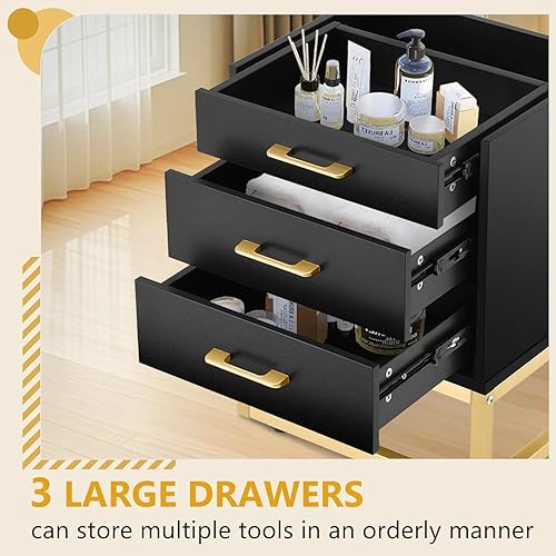 Miniatura 6 de Carrito de salón con ruedas, carrito de salón con 4 soportes y 2 cajones, estación móvil de estilista para almacenamiento de herramientas, carrito