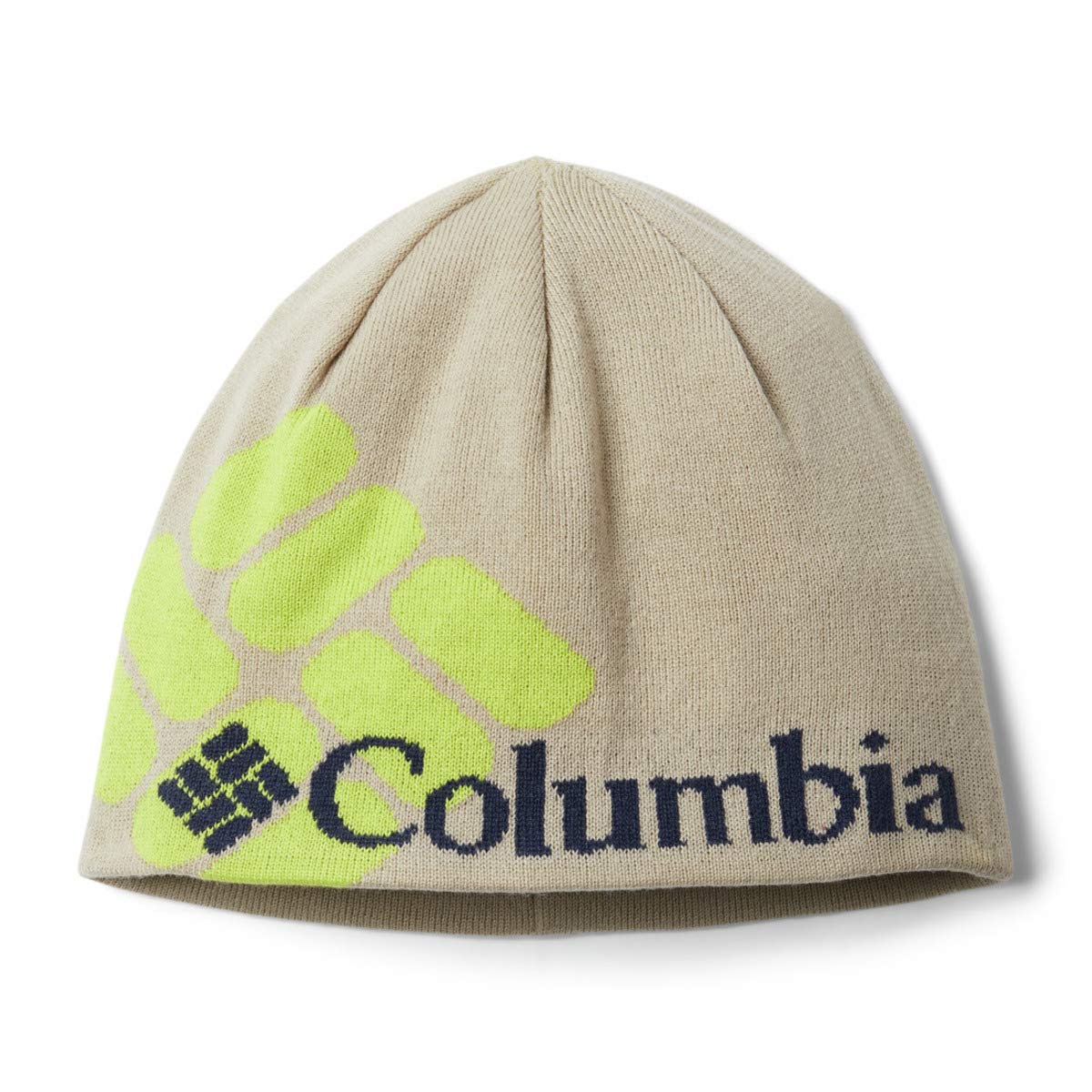 Bonnet Columbia Beanie – Gris Rayé Jaune – Taille Unique – Jeunesse – Neuf Sans étiquettes