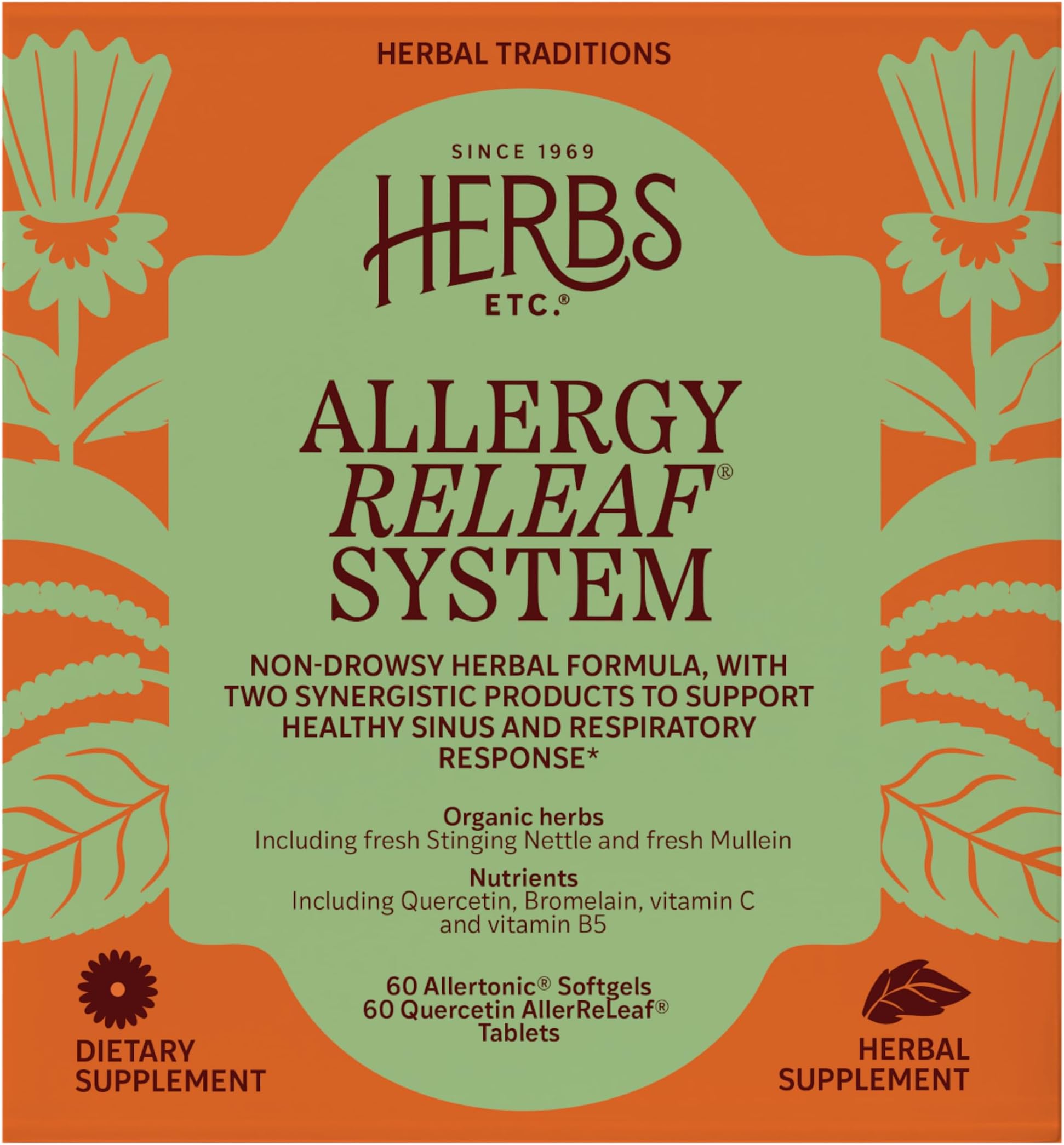 Allergy ReLeaf System - Seasonal Discomfort Supplement - Provides Seasonal Support for Sneezing & Itchy Eyes - Supports Sinus Function - 60 Softgels (60 Servings), 60 Tablets (60 Servings)