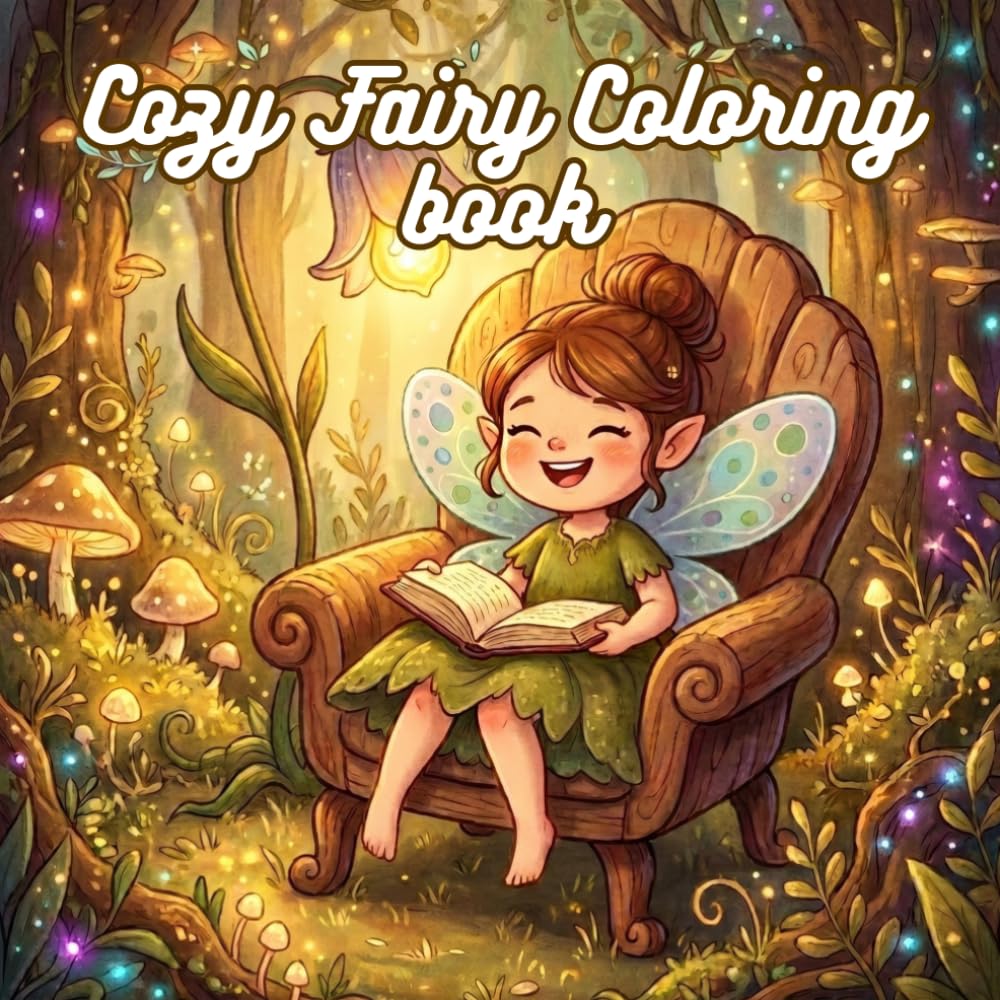 Cozy Fairy Coloring Book: Cute Tiny Spaces, Magical Mushroom Houses & Little Mythical Creatures - Bold and Easy Coloring Pages for Adults | Stress Relief & Relaxation