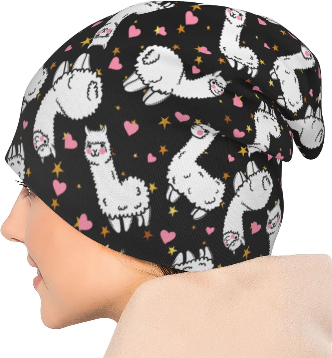 Alpaca Llama Beanie Hat Slouchy Knitted Chemo Thin Skull Cap for Women Men Running - Image 4