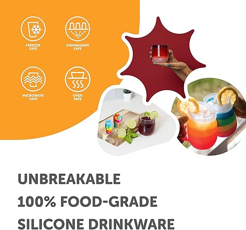 Miniatura 4 de Silipint Copa de vino de silicona sin tallo de 12 onzas - Libre de BPA, irrompible, no tóxica, apta para lavavajillas, copa de vino irrompible