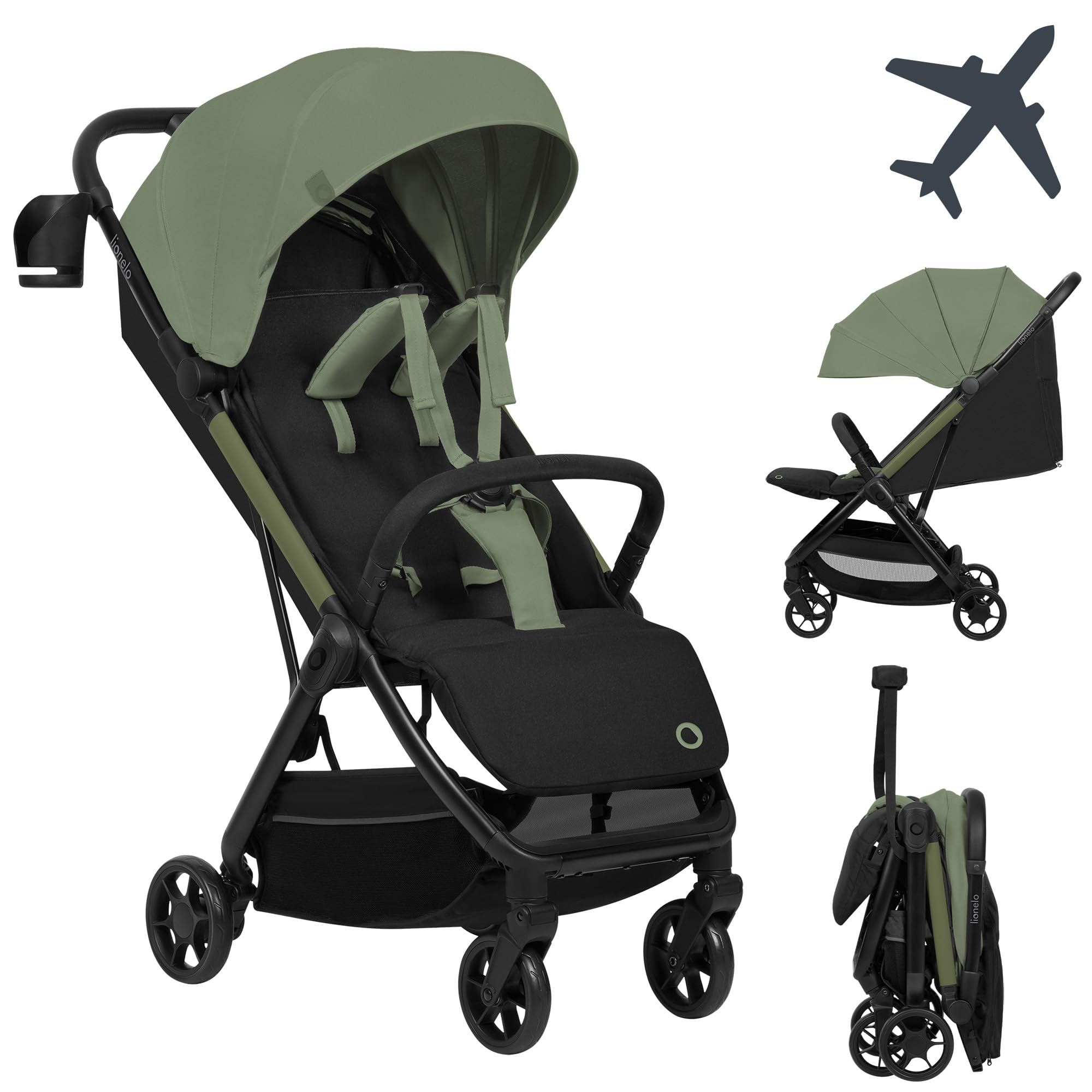 Lionelo Julie Air Buggy bis 22 kg 6 m-4 Jahre 360° Schwenkräder Federung Einhand-Faltmechanismus LSF50+