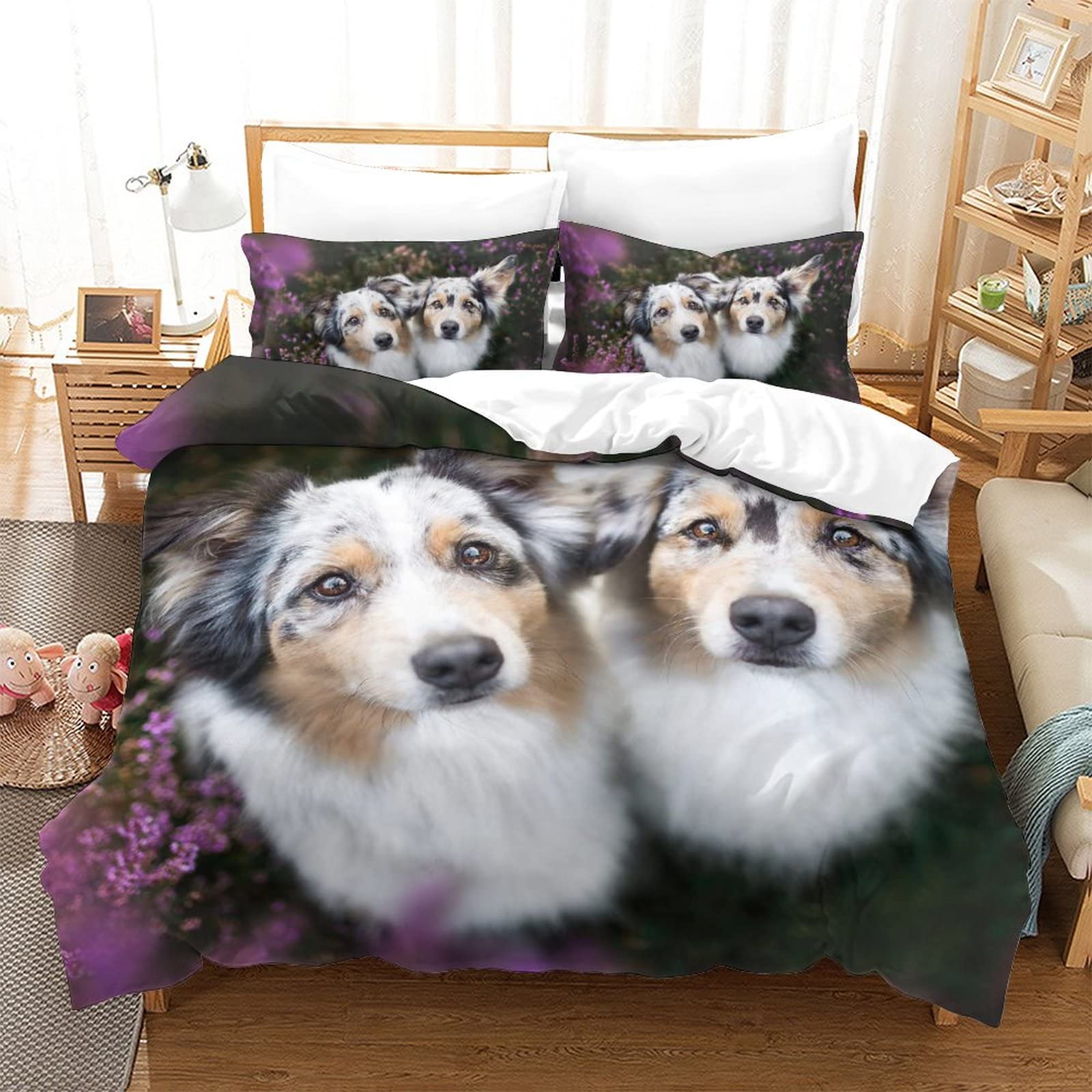 Housse de couette Berger Australien 3D 200x200cm pour parure de lit respirante