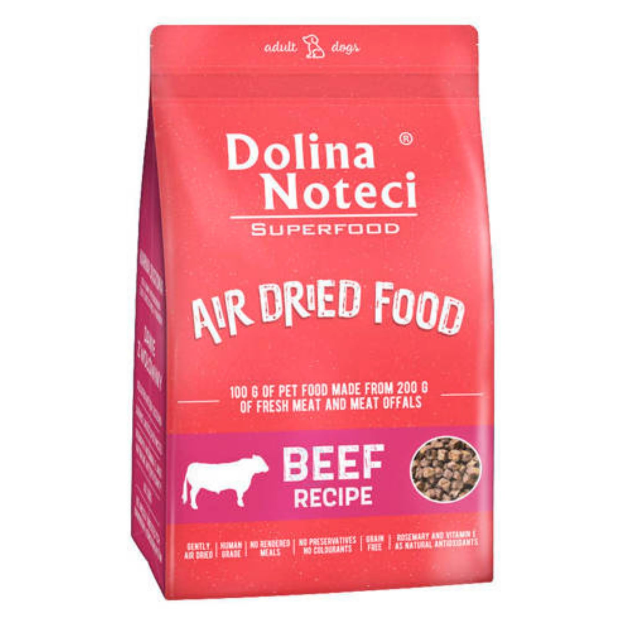 Dolina Noteci Premium Air Dried Dog Food with Fresh Beef, Grain-Free, 1kg