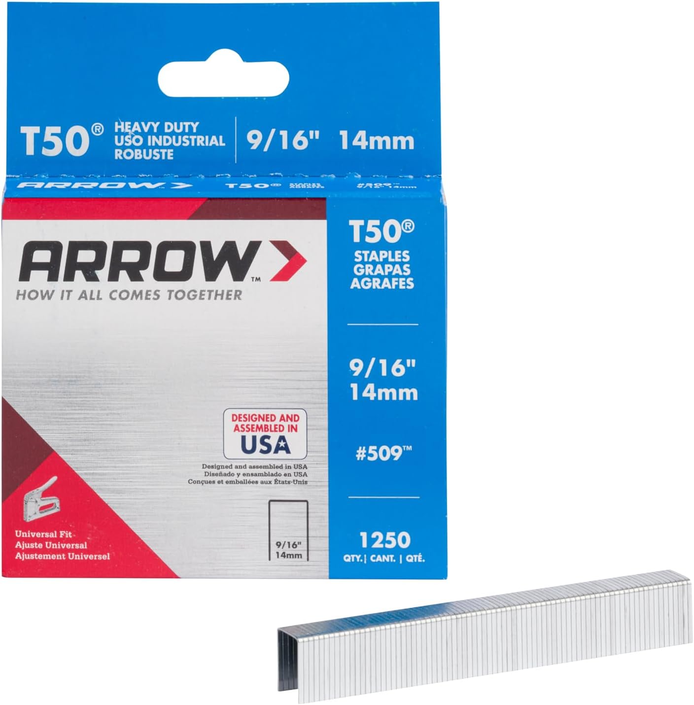 Arrow T50 9/16" Staples, 1250 Count