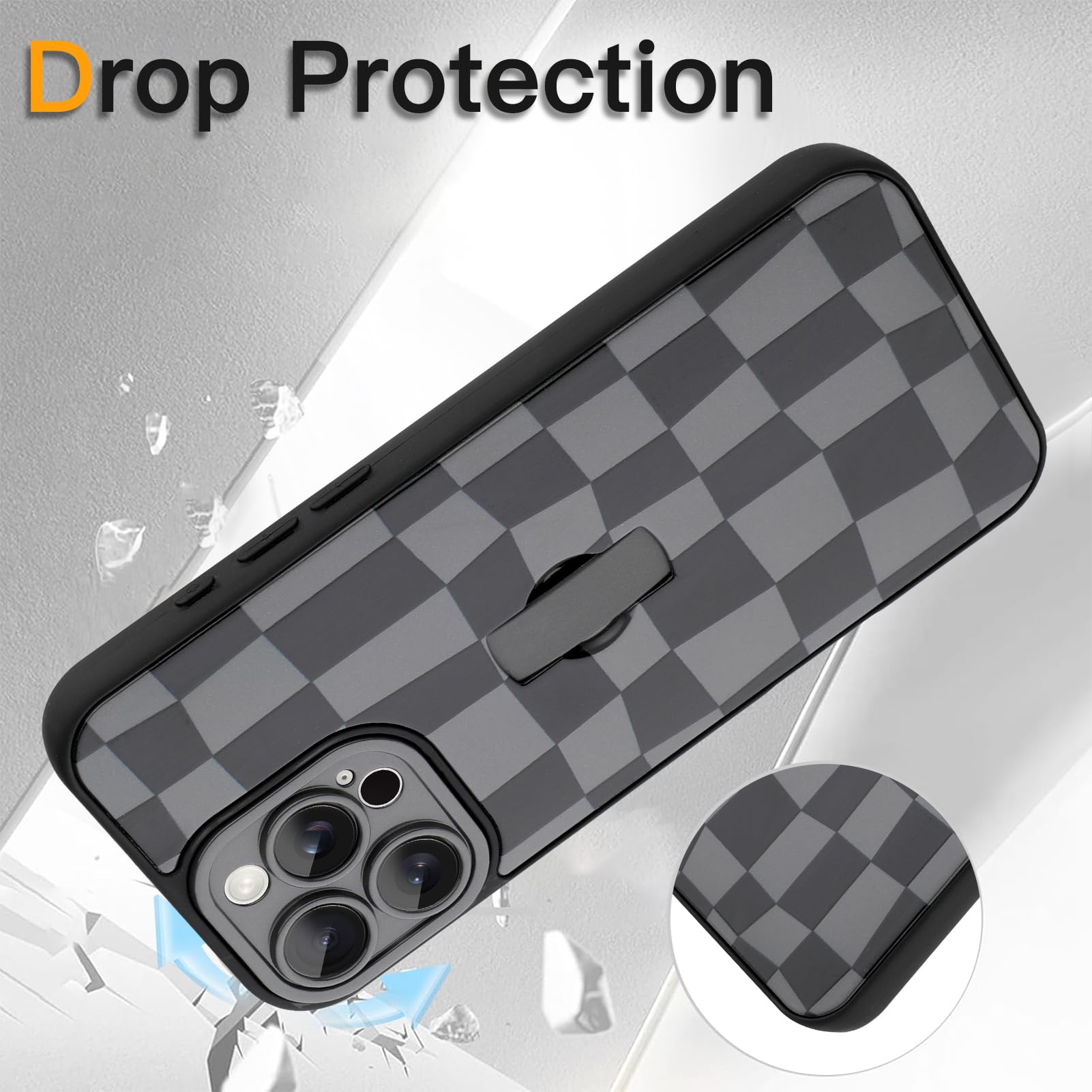 SOKAD Magnetic Checkered Phone Case For IPhone 16 Pro Max, Cute Plaid Grids Checkerboard Pattern Compatible With Magsafe Matte P - View #5