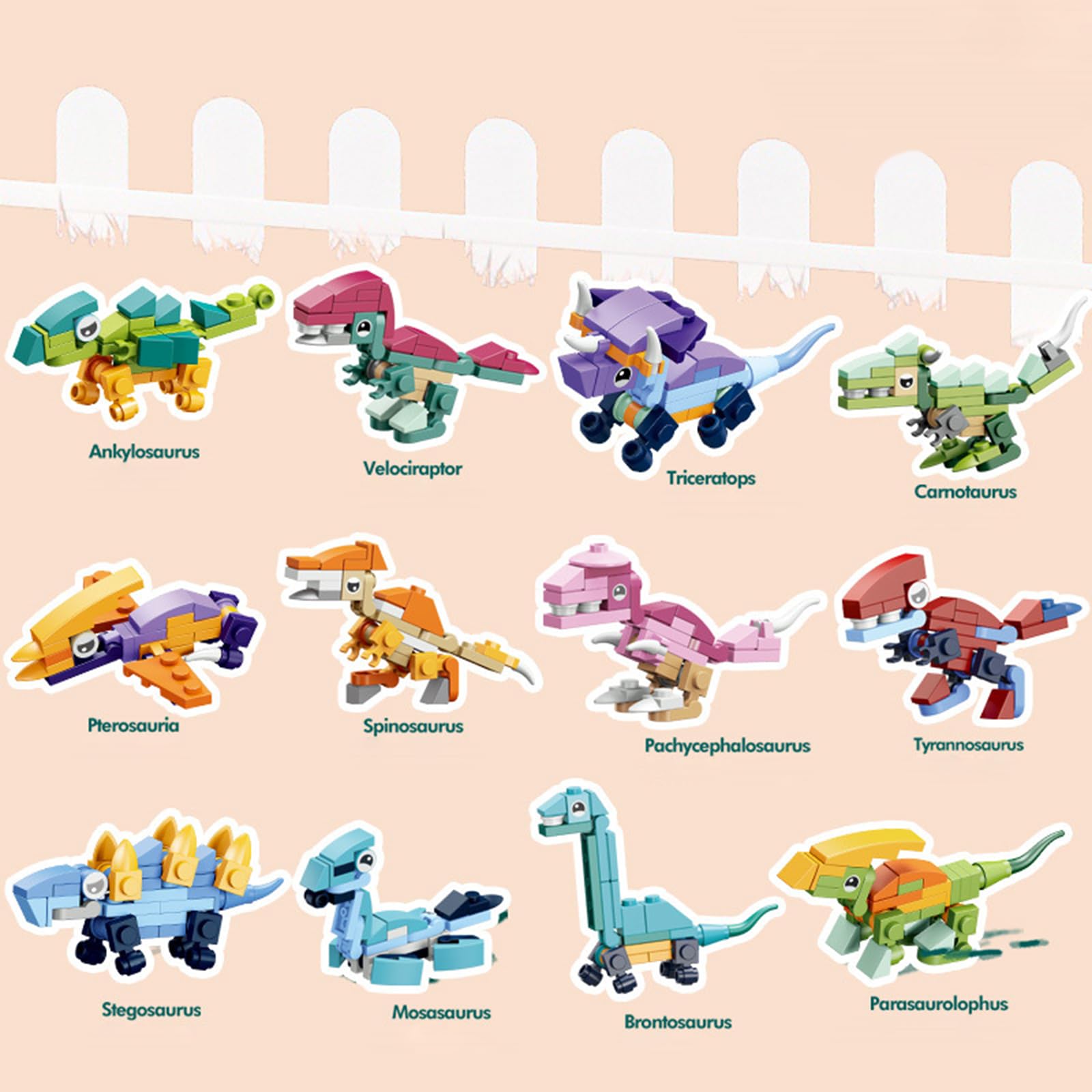Zestaw 12 plastikowych jajek z klockami dinozaurów na wielkanocne kosze, zabawki edukacyjne, nagrody, niespodzianki na imprezy