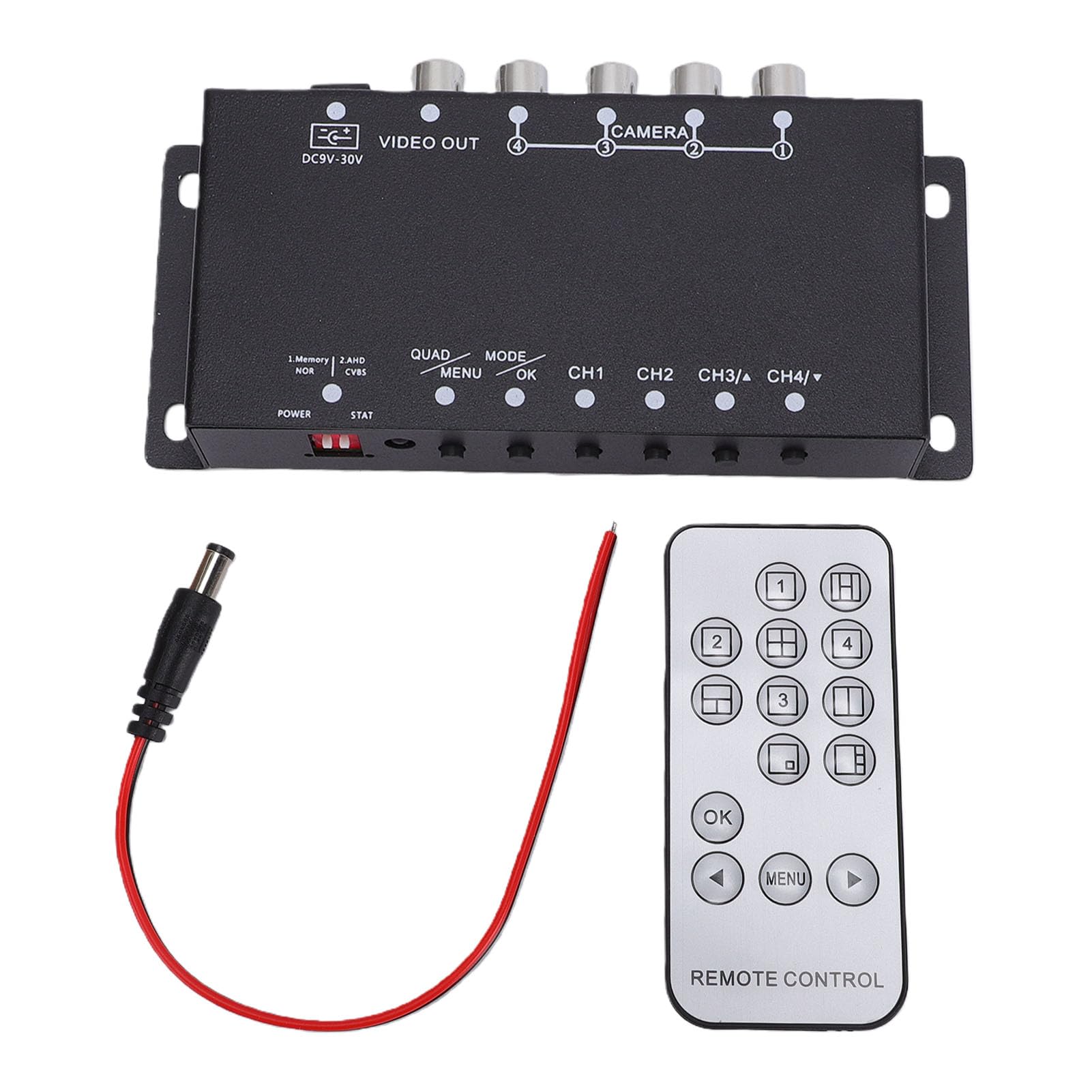 Splitter Video a 4, Multiplexer per Telecamere di Sicurezza CCTV 1080P HD AHD CVBS con 4 Ingressi 1 Uscita N+P Doppio, per Monitoraggio in Tempo Reale di Rimorchi per Autobus e