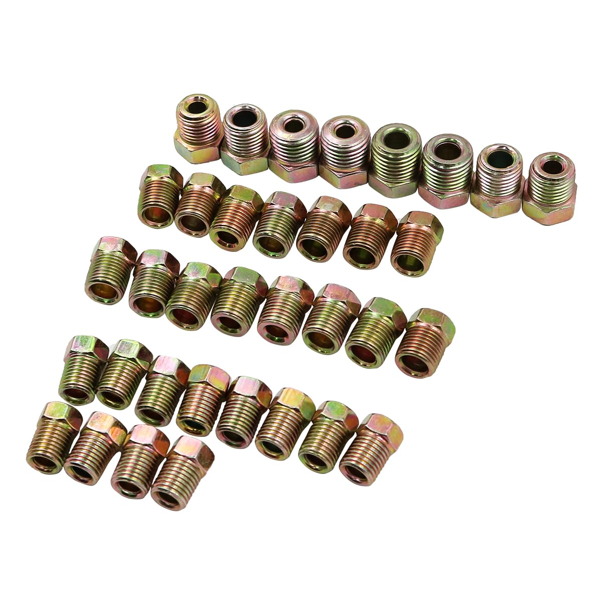 Assortimento di Dadi della Linea del Freno da 35 Pezzi, Kit di Montaggio della Linea del Freno per Tubo della Linea del Freno a svasatura invertita